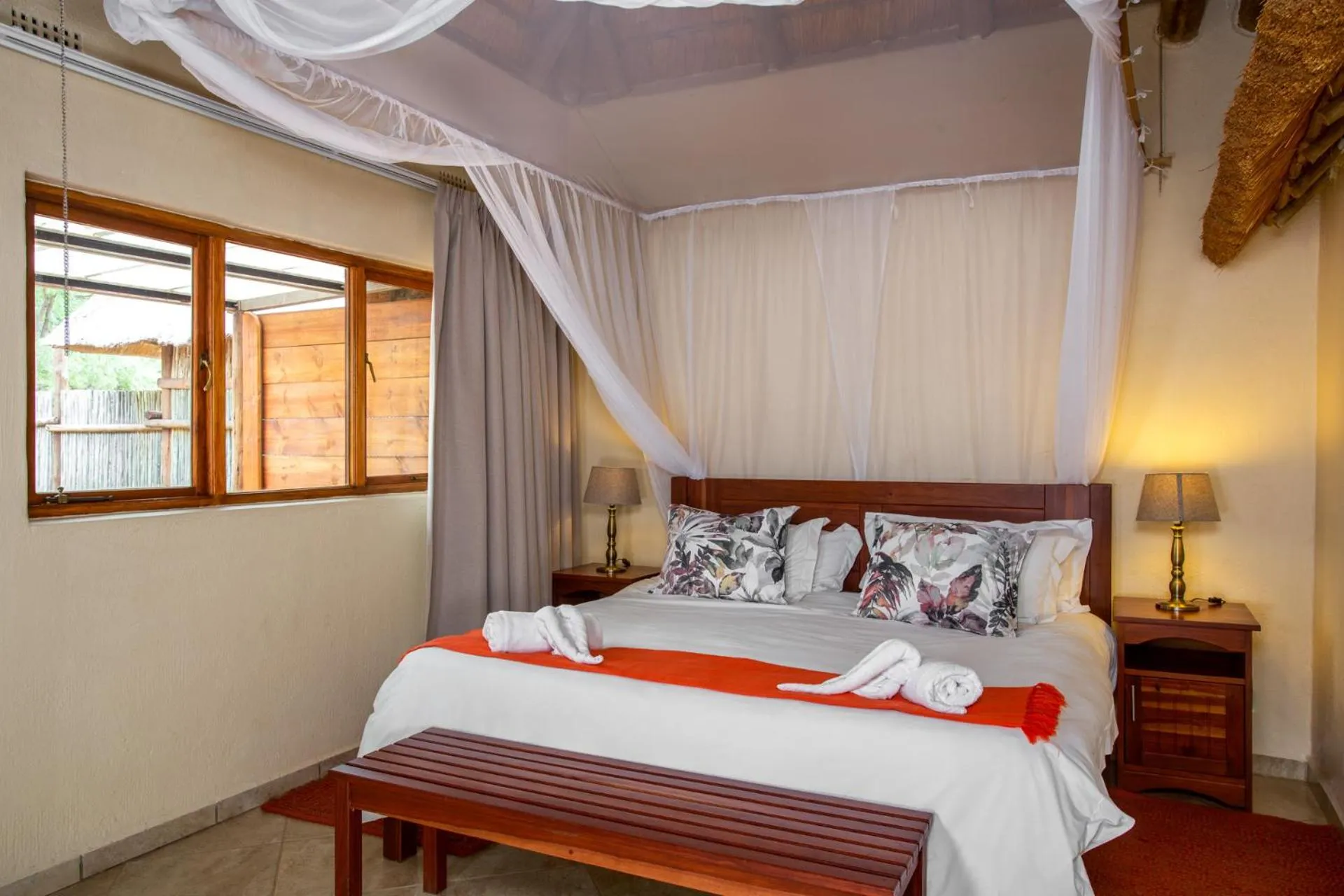 Bed in Kubu Safari Lodge