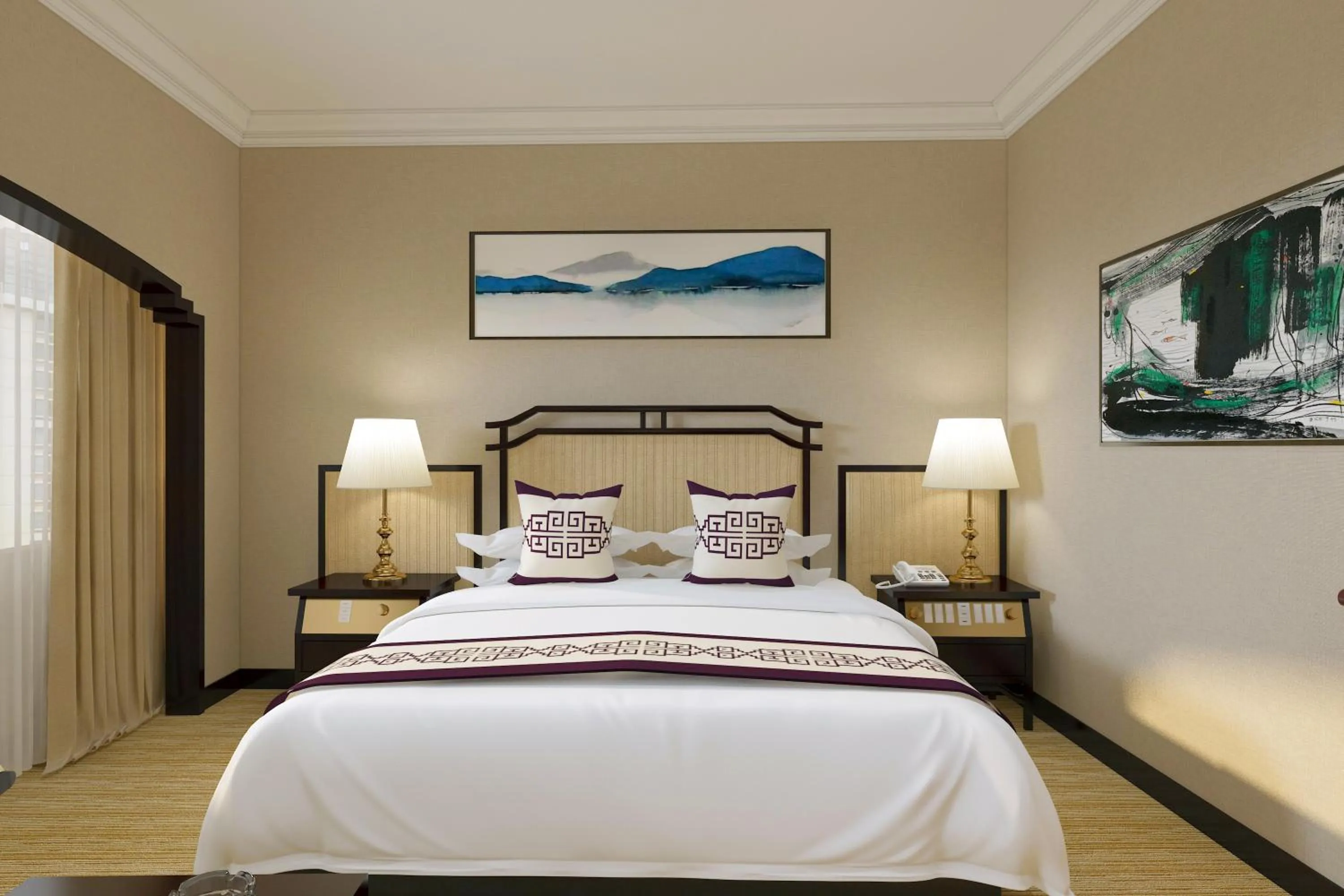 Bed in Yindo Jasper Hotel Zhuhai