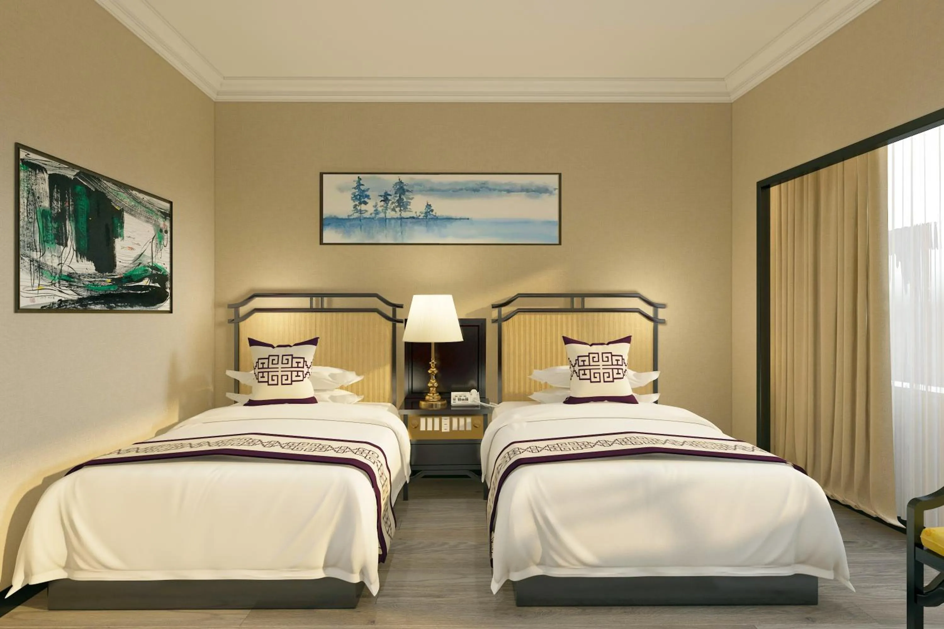 Bed in Yindo Jasper Hotel Zhuhai