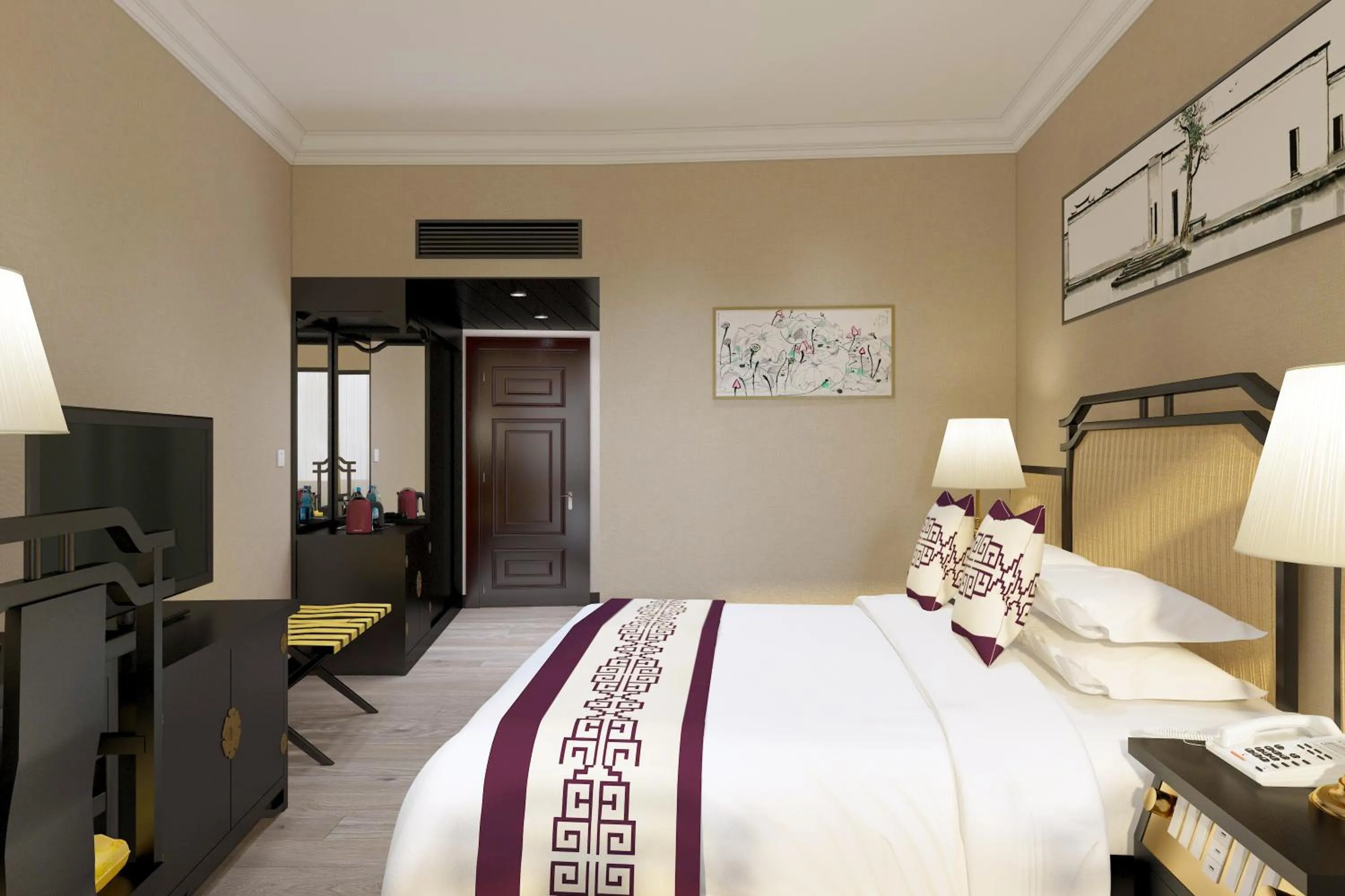 Bed in Yindo Jasper Hotel Zhuhai