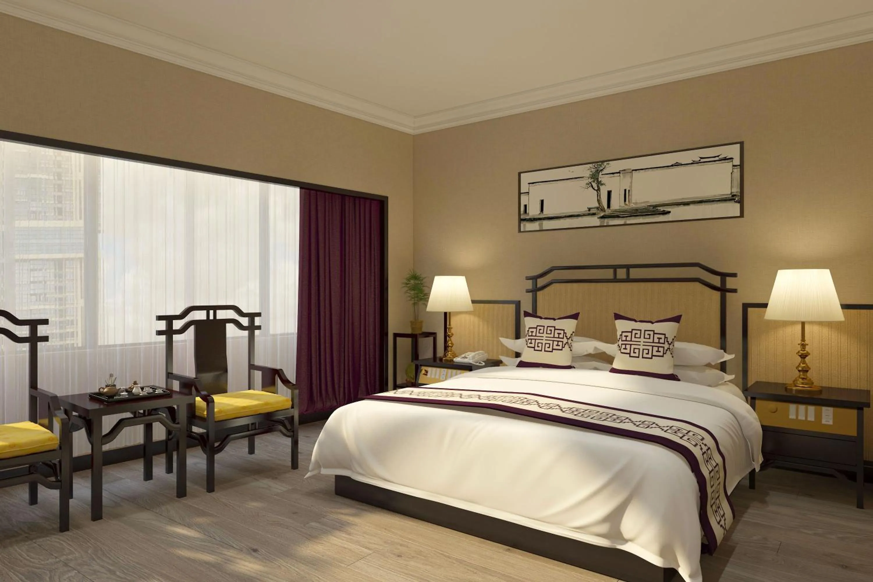 Bed in Yindo Jasper Hotel Zhuhai