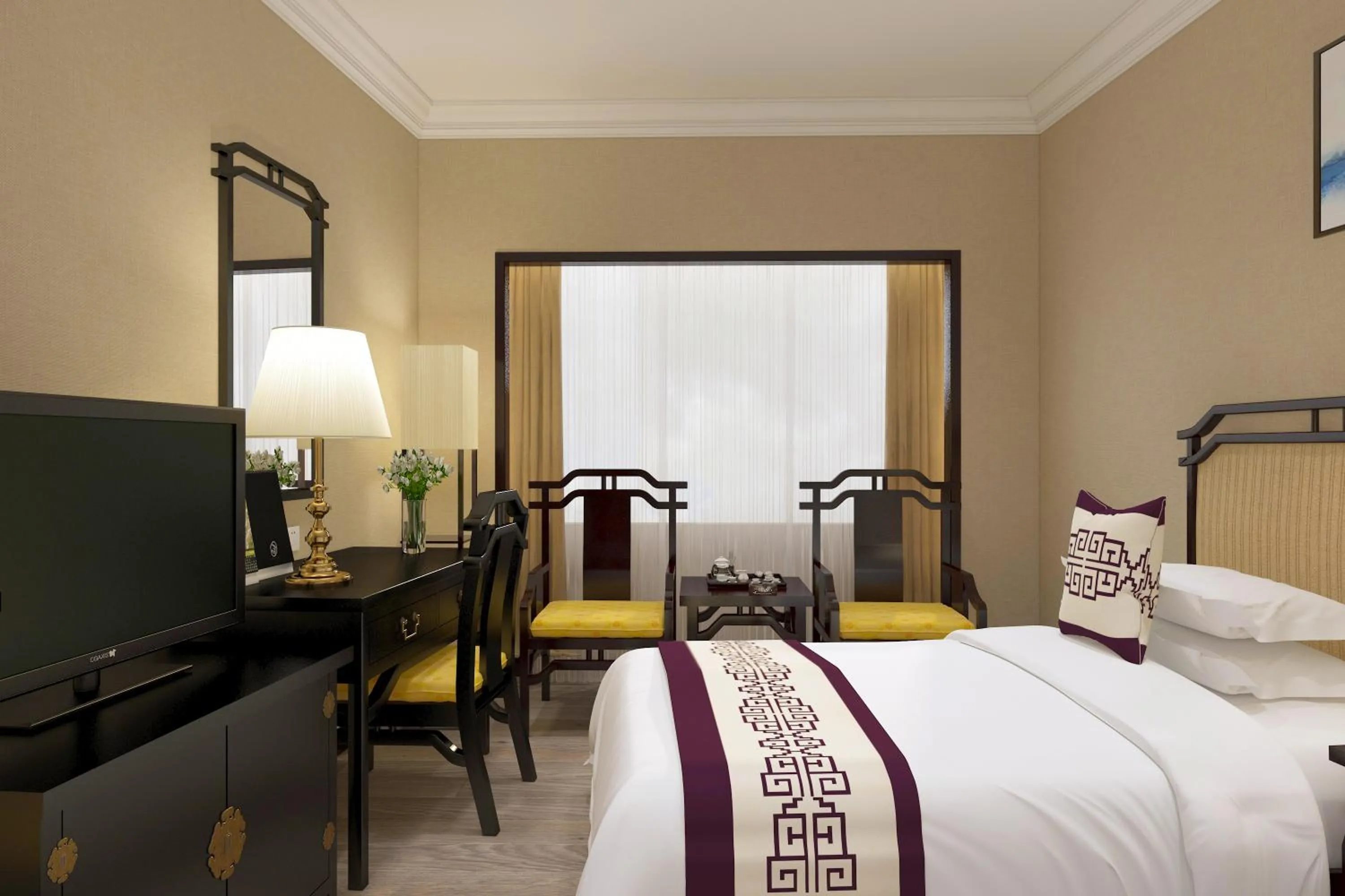 Bed in Yindo Jasper Hotel Zhuhai