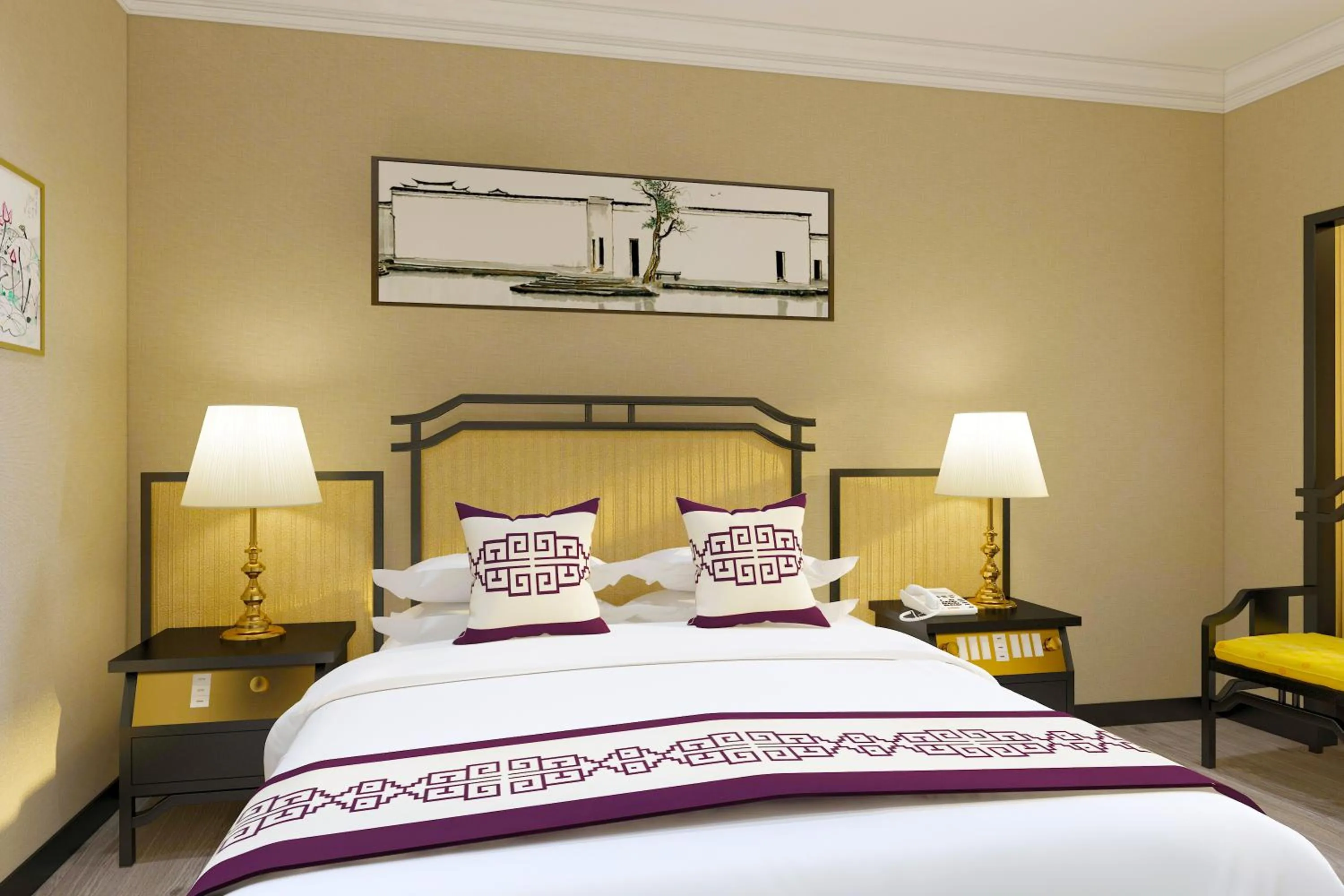 Bed in Yindo Jasper Hotel Zhuhai