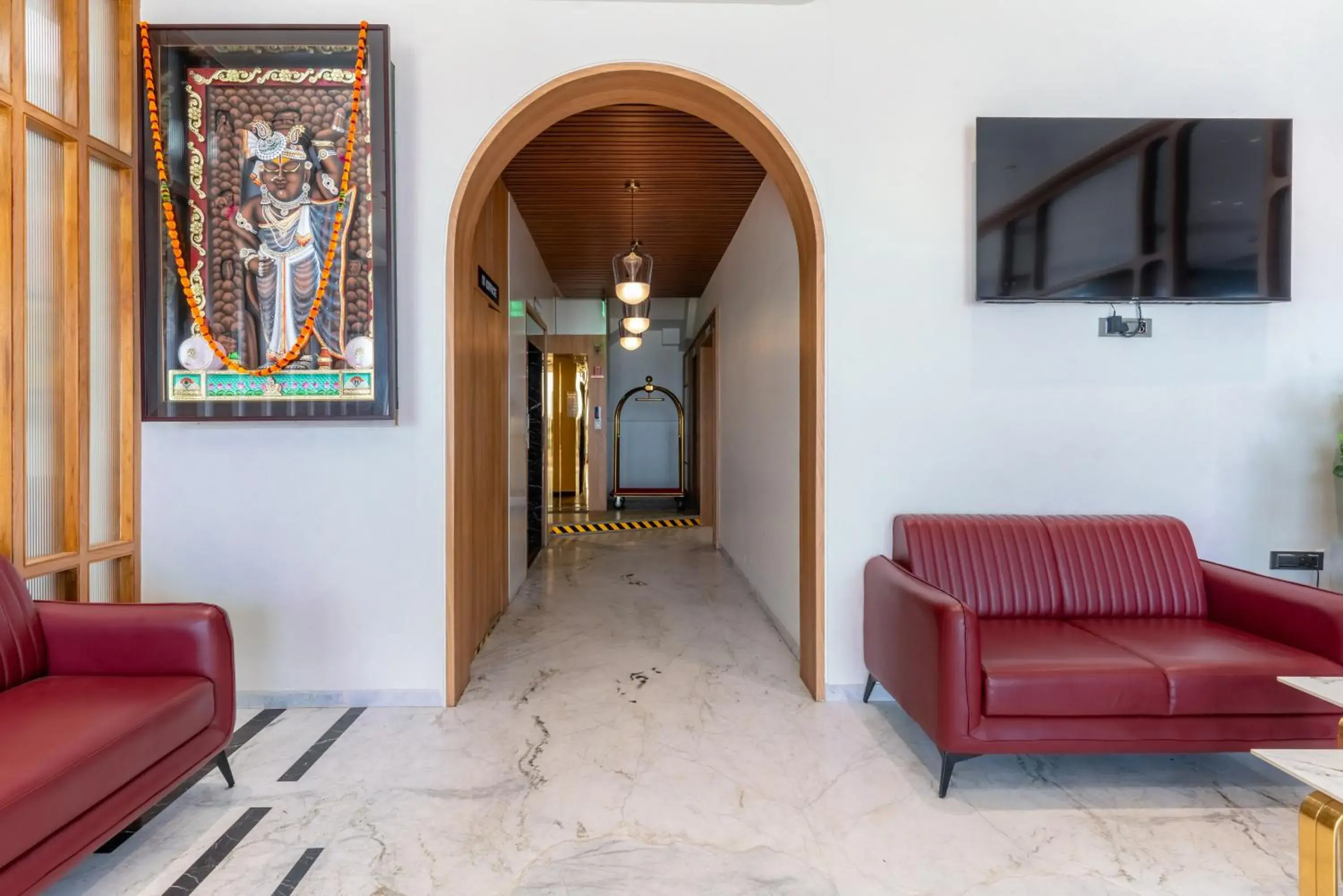 Lobby or reception in Pride Elite Dwarka Near Dwarkadhish Temple Lobby or reception in Pride Elite Dwarka Near Dwarkadhish Temple