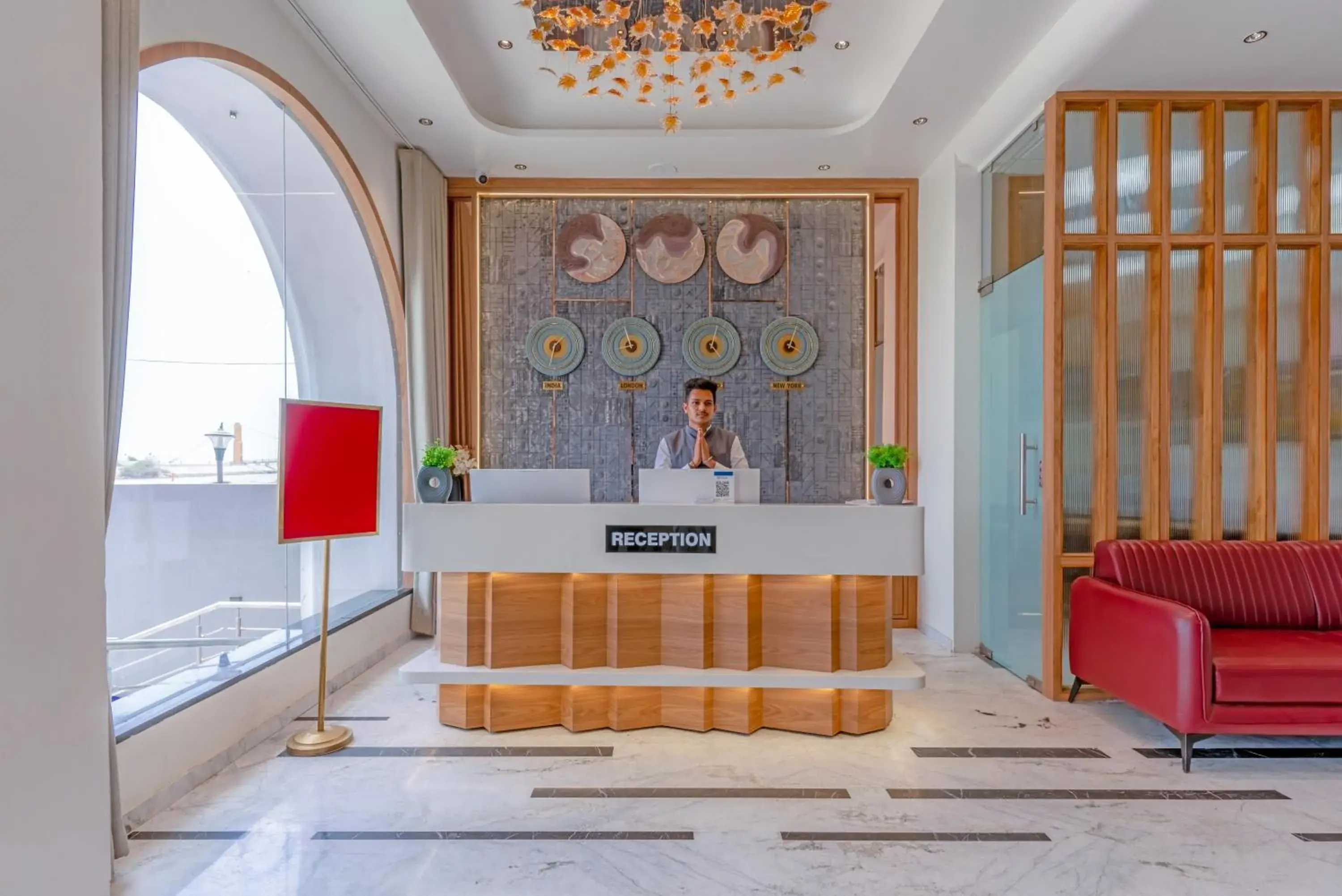 Lobby or reception in Pride Elite Dwarka Near Dwarkadhish Temple Lobby or reception in Pride Elite Dwarka Near Dwarkadhish Temple