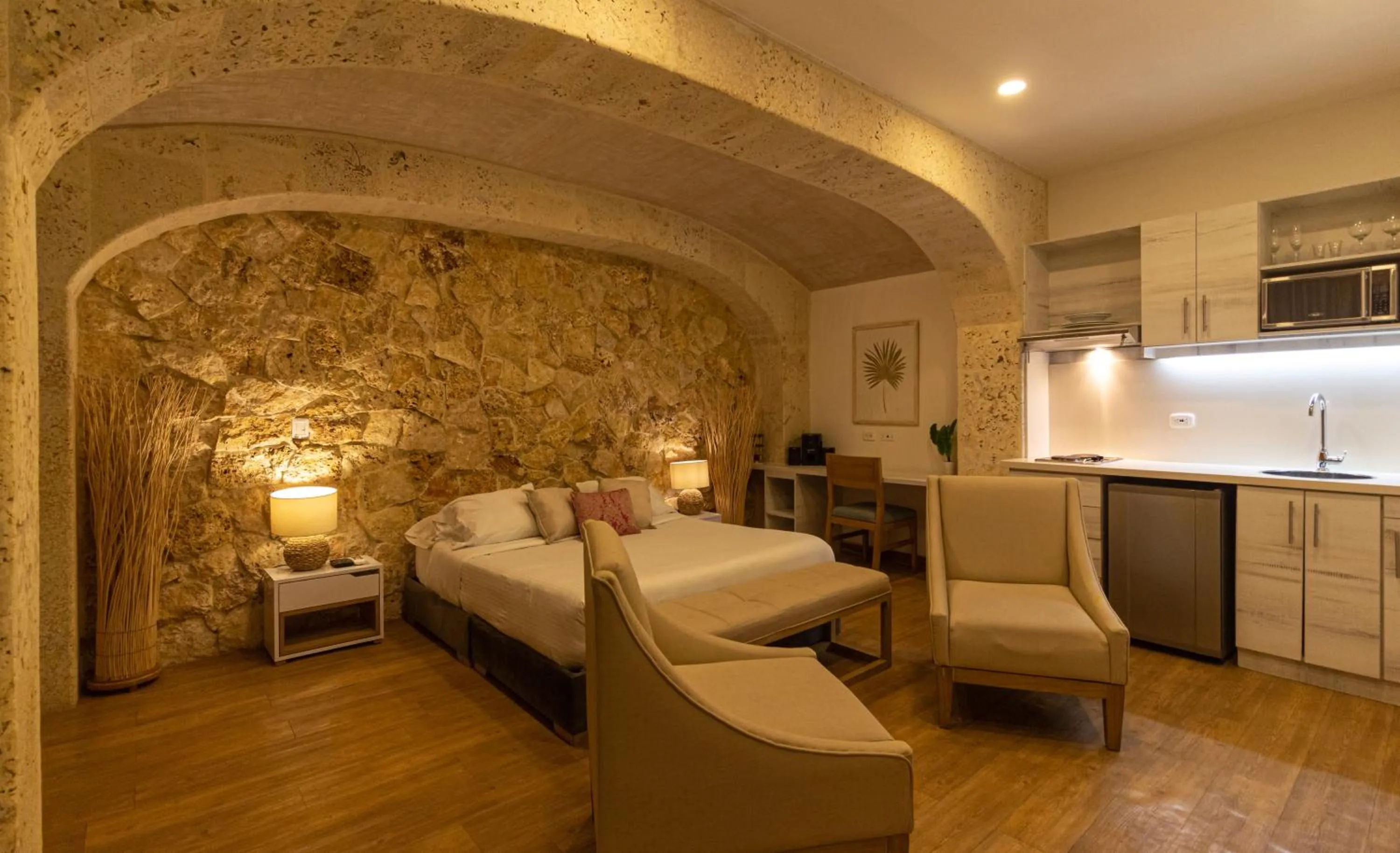 Living room, Bed in Cartagena Suites de Manga