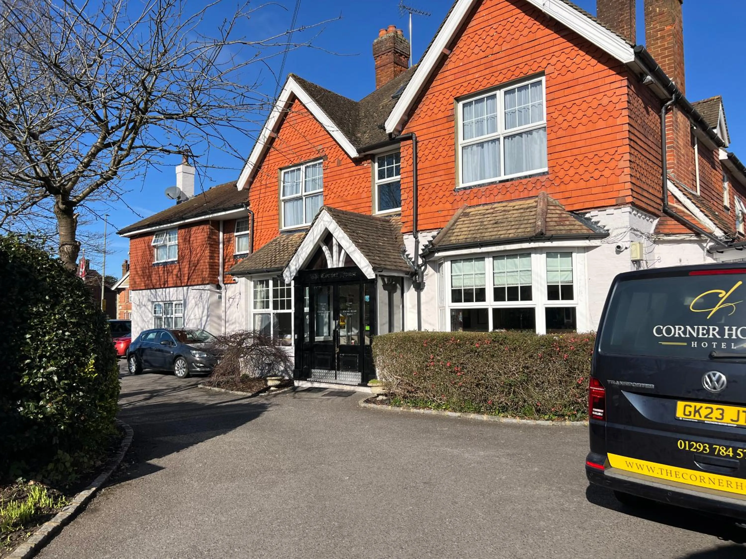 Property building in Corner House Hotel Gatwick with bookable Holiday parking
