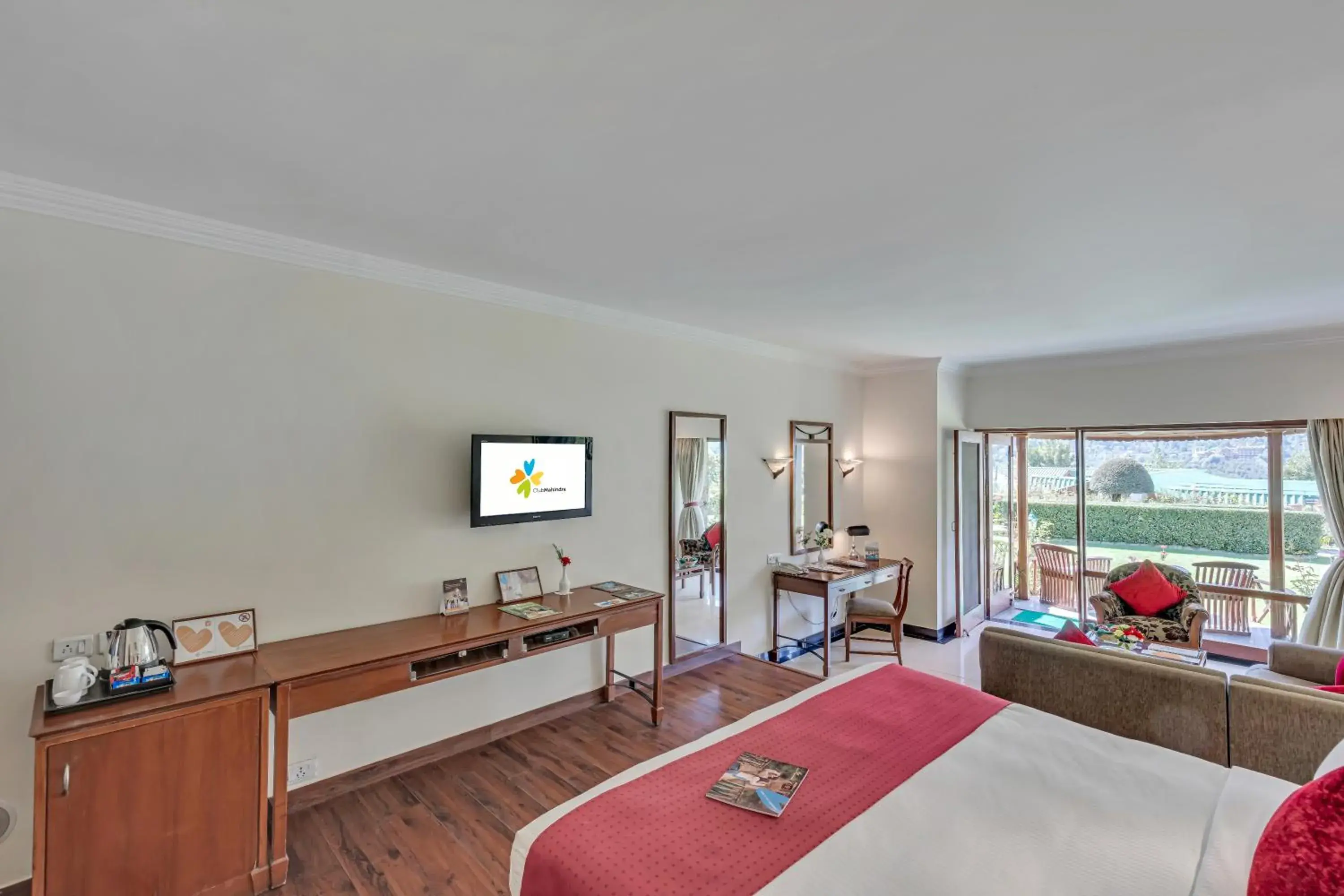 Garden view, Bed in Club Mahindra White Meadows Manali Garden view, Bed in Club Mahindra White Meadows Manali