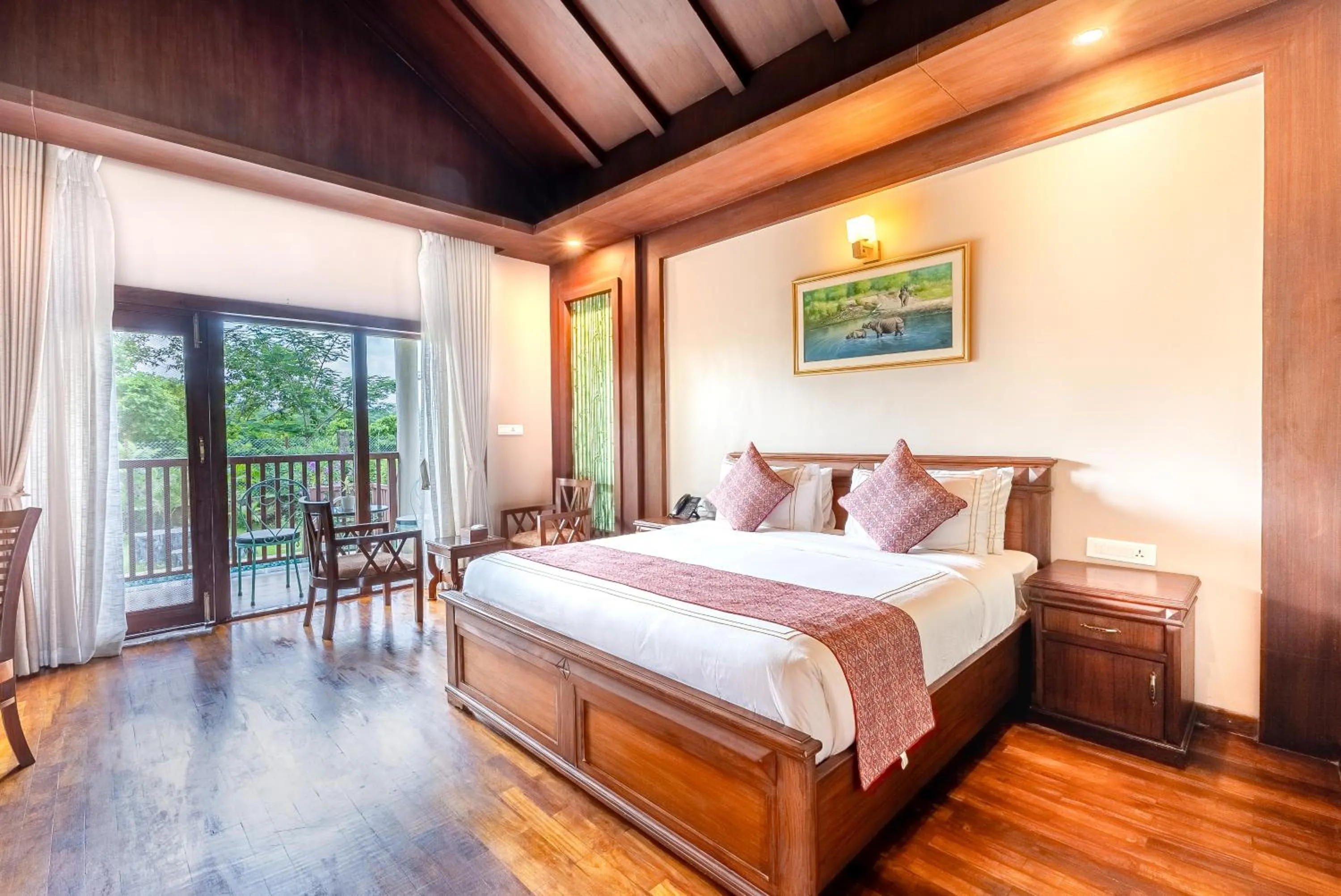 Bed in River Bank Jungle Resort, Chitwan