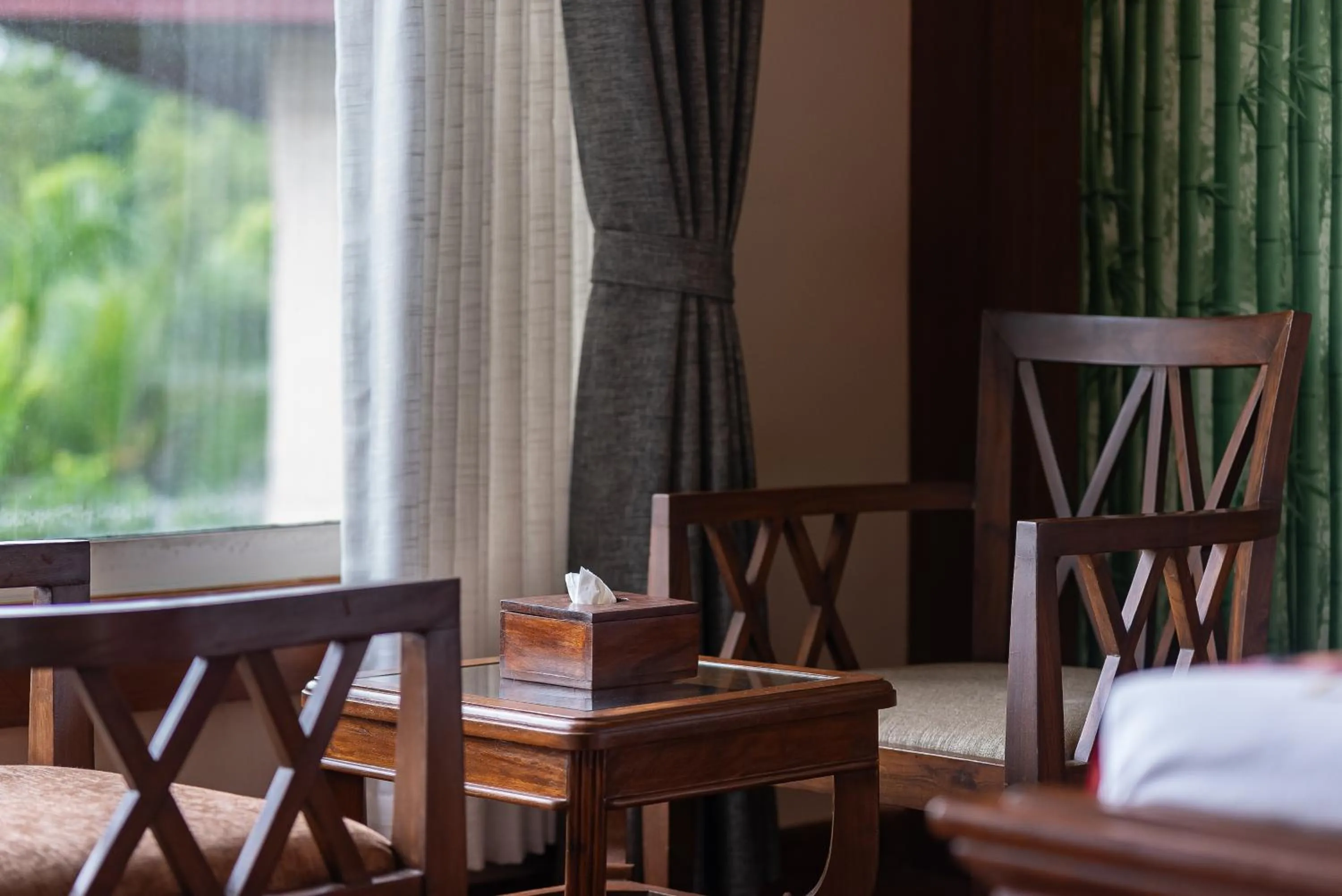 Seating area in River Bank Jungle Resort, Chitwan