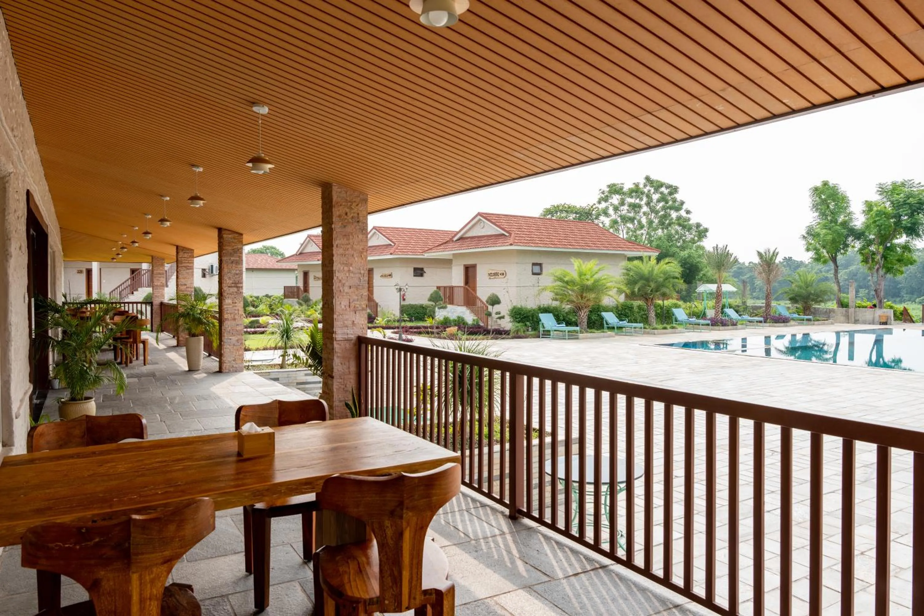 Patio in River Bank Jungle Resort, Chitwan