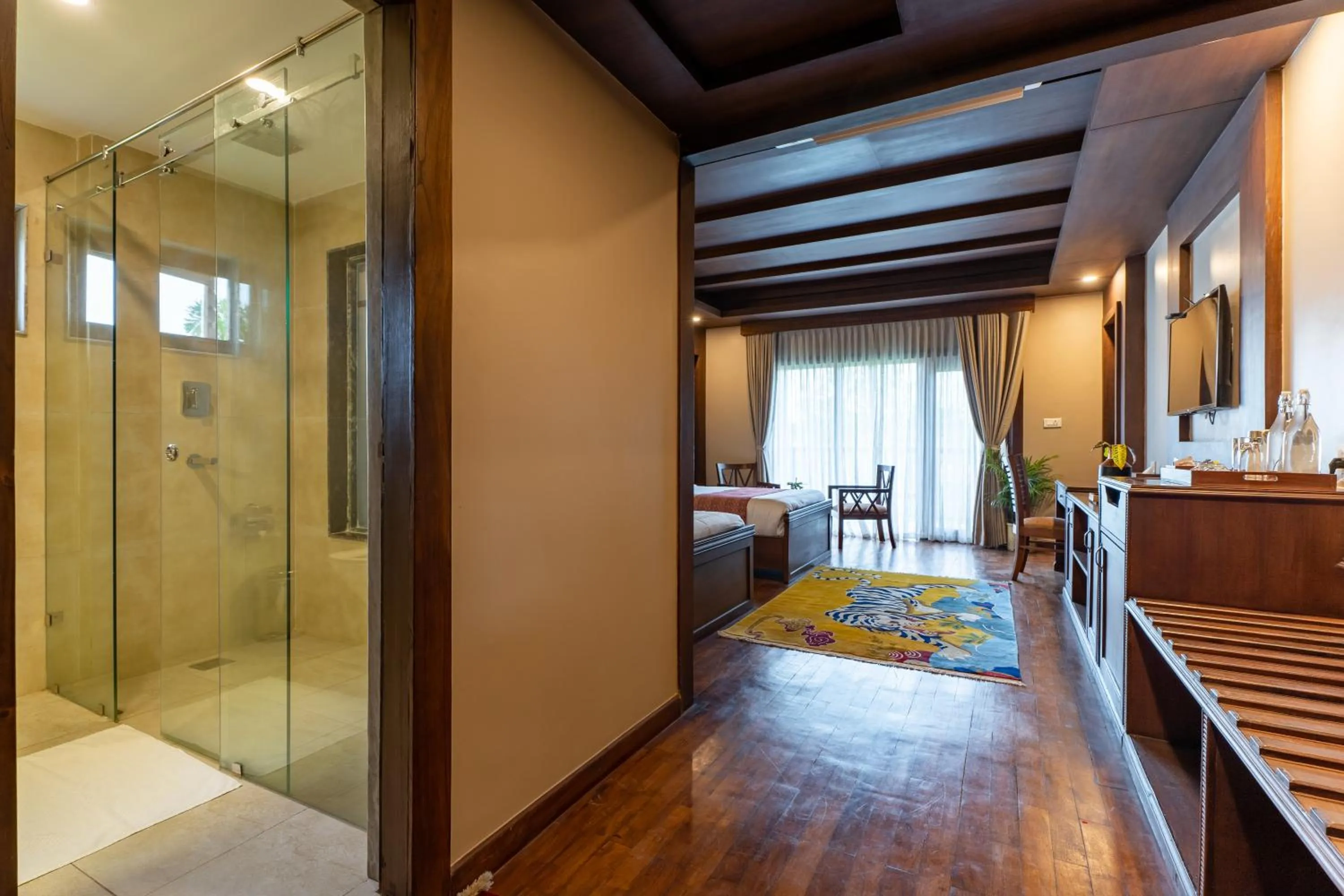 Bed in River Bank Jungle Resort, Chitwan