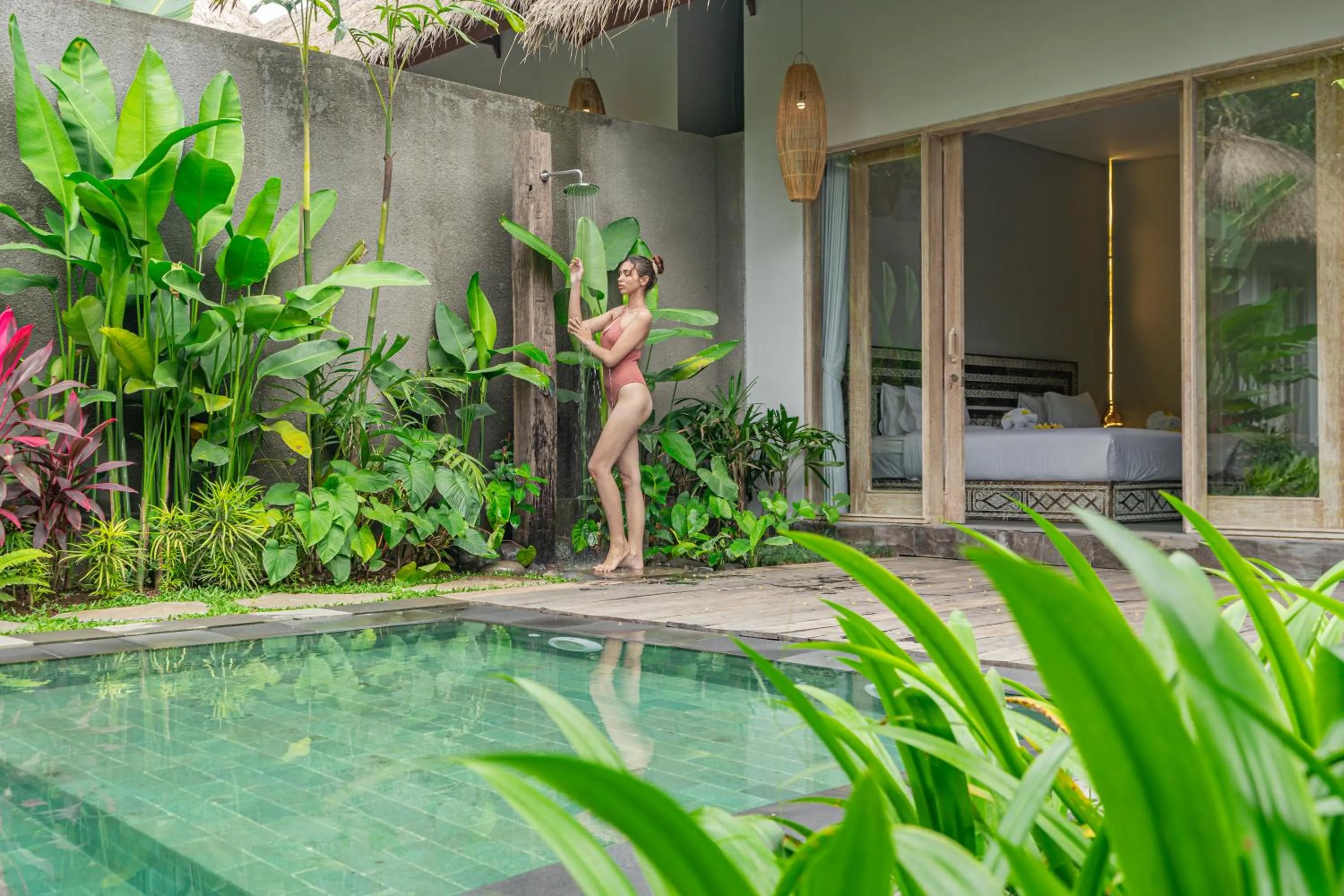 Shower in Brand new Luxury 3BR villa Ethnic Ubud # 1