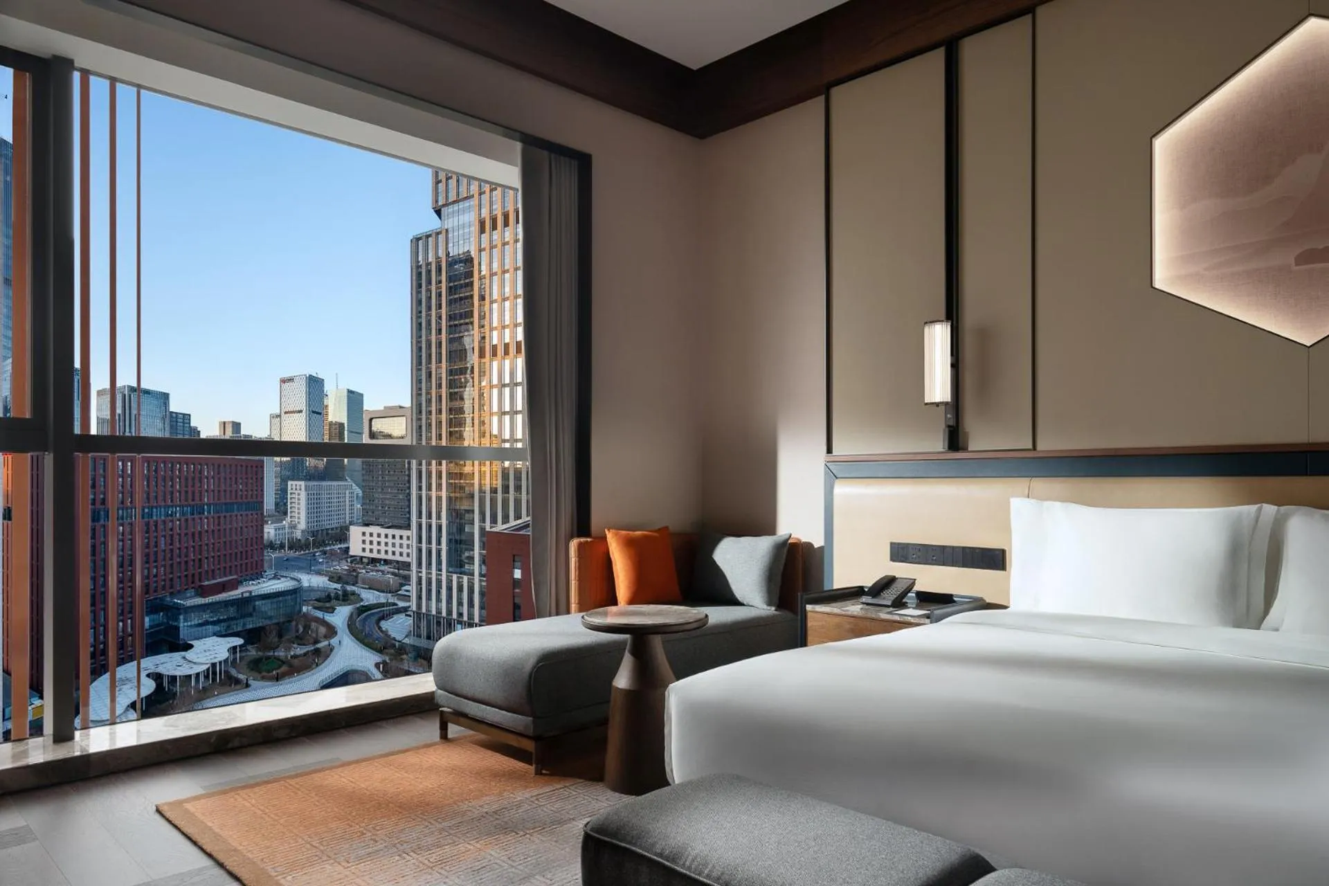 Seating area, Bed in Grand Barony Jinan CBD