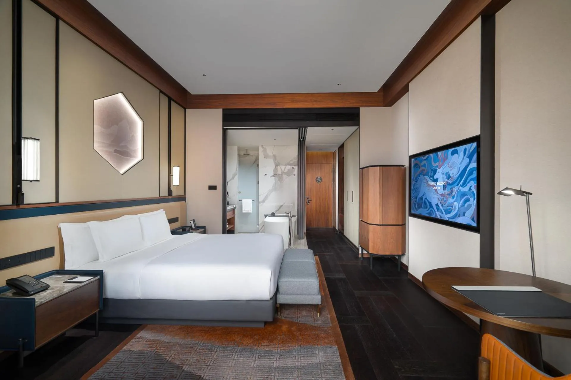 Living room, Bed in Grand Barony Jinan CBD