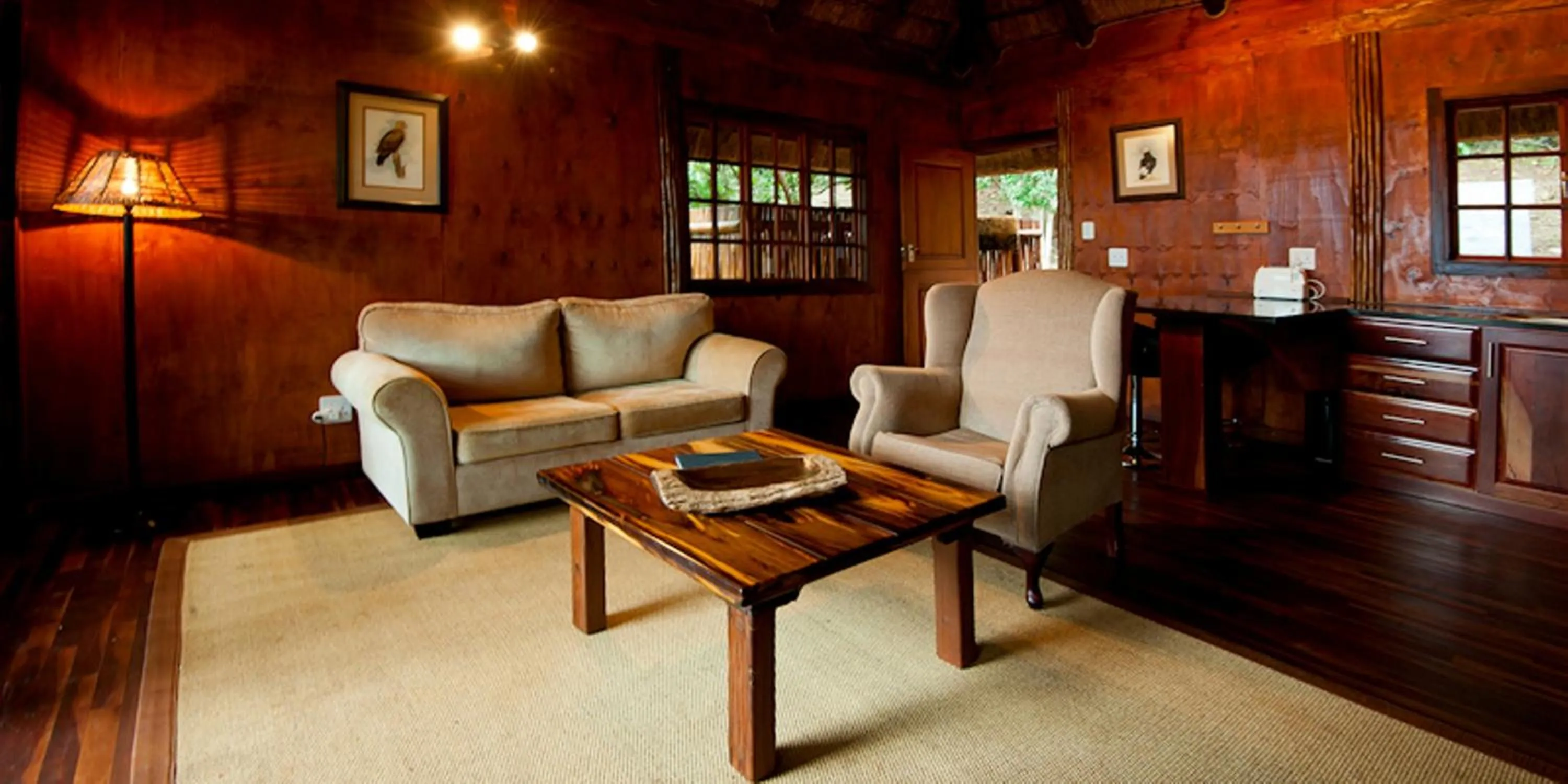 Living room in Amafu Forest Lodge