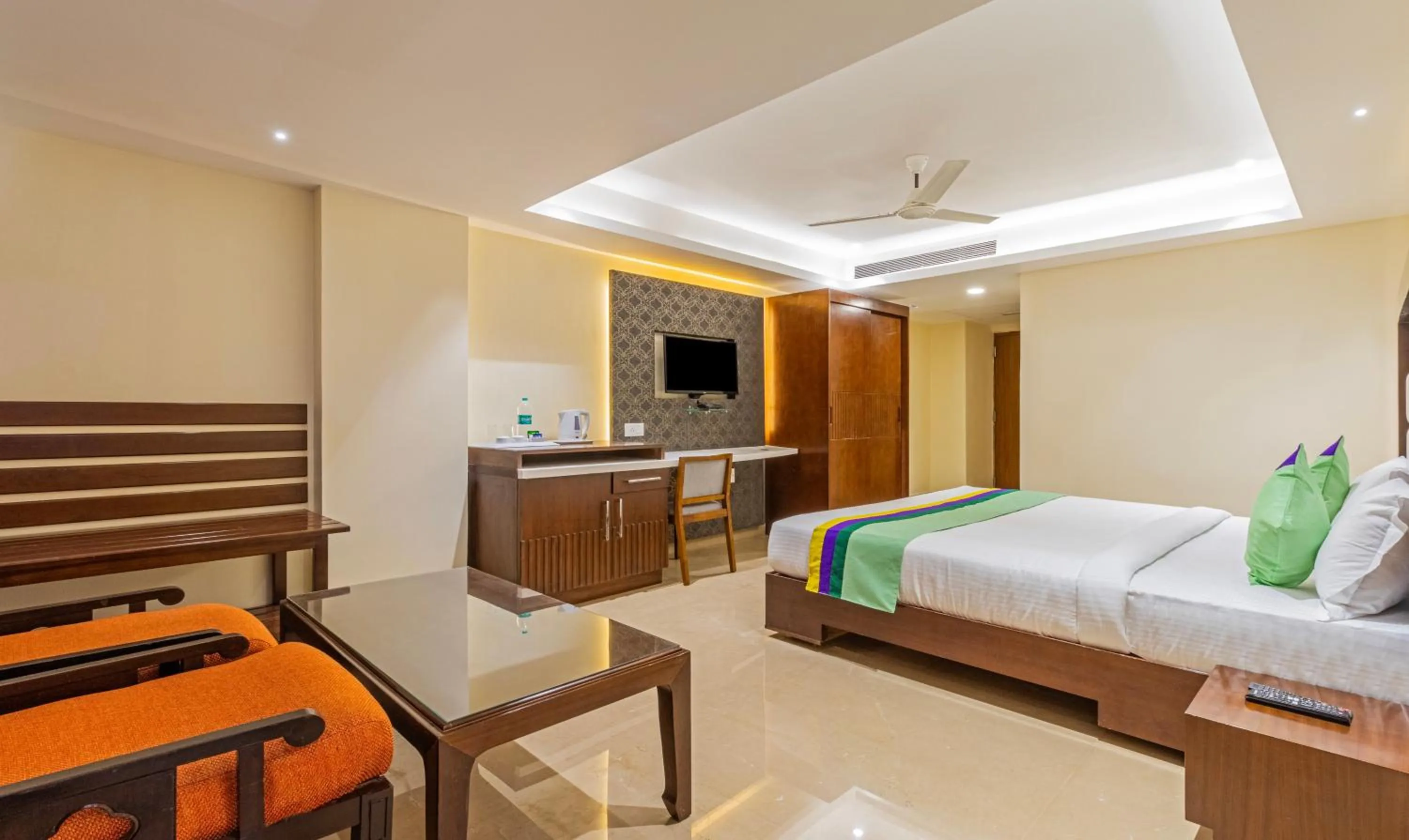 Bedroom, Bed in Treebo Suvarna Comforts