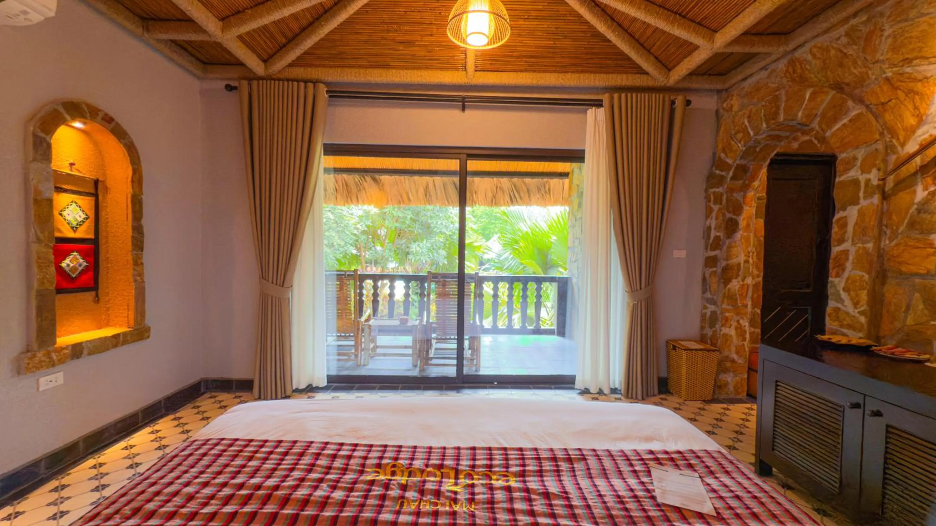 Decorative detail, Bed in Mai Chau Ecolodge