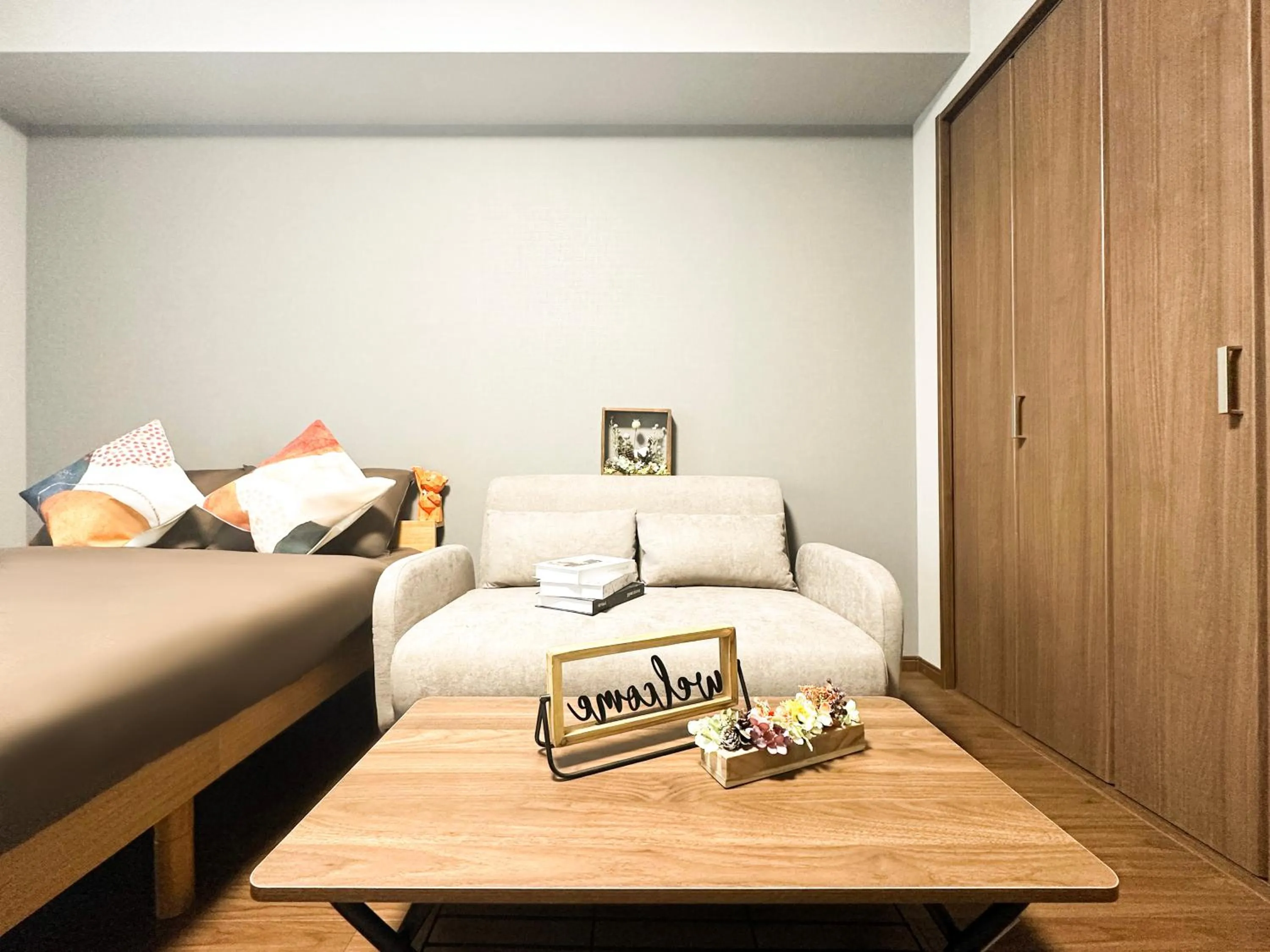 Bed in nestay apartment osaka ebisu