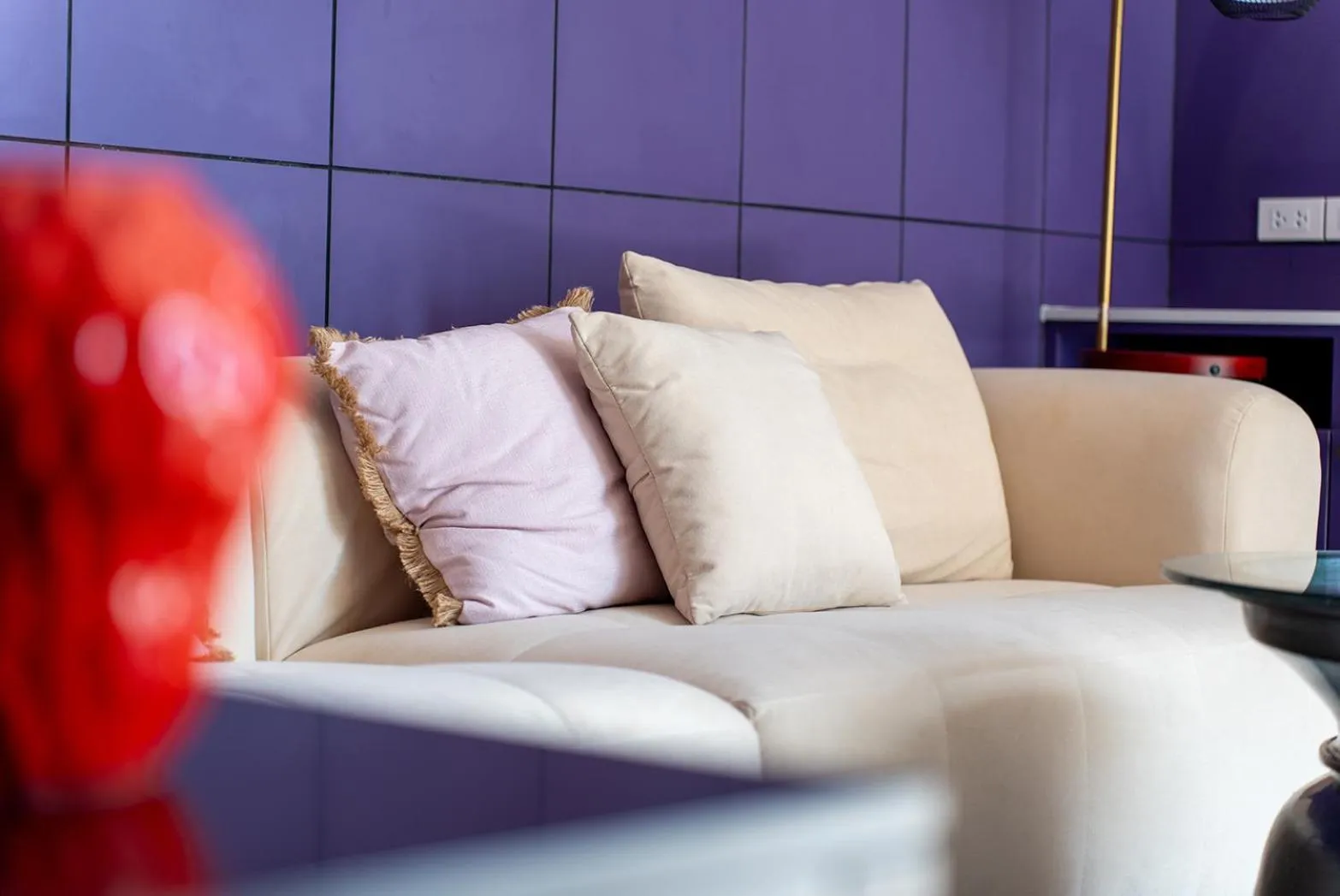 Seating area in LOVE beach club Koh Samui