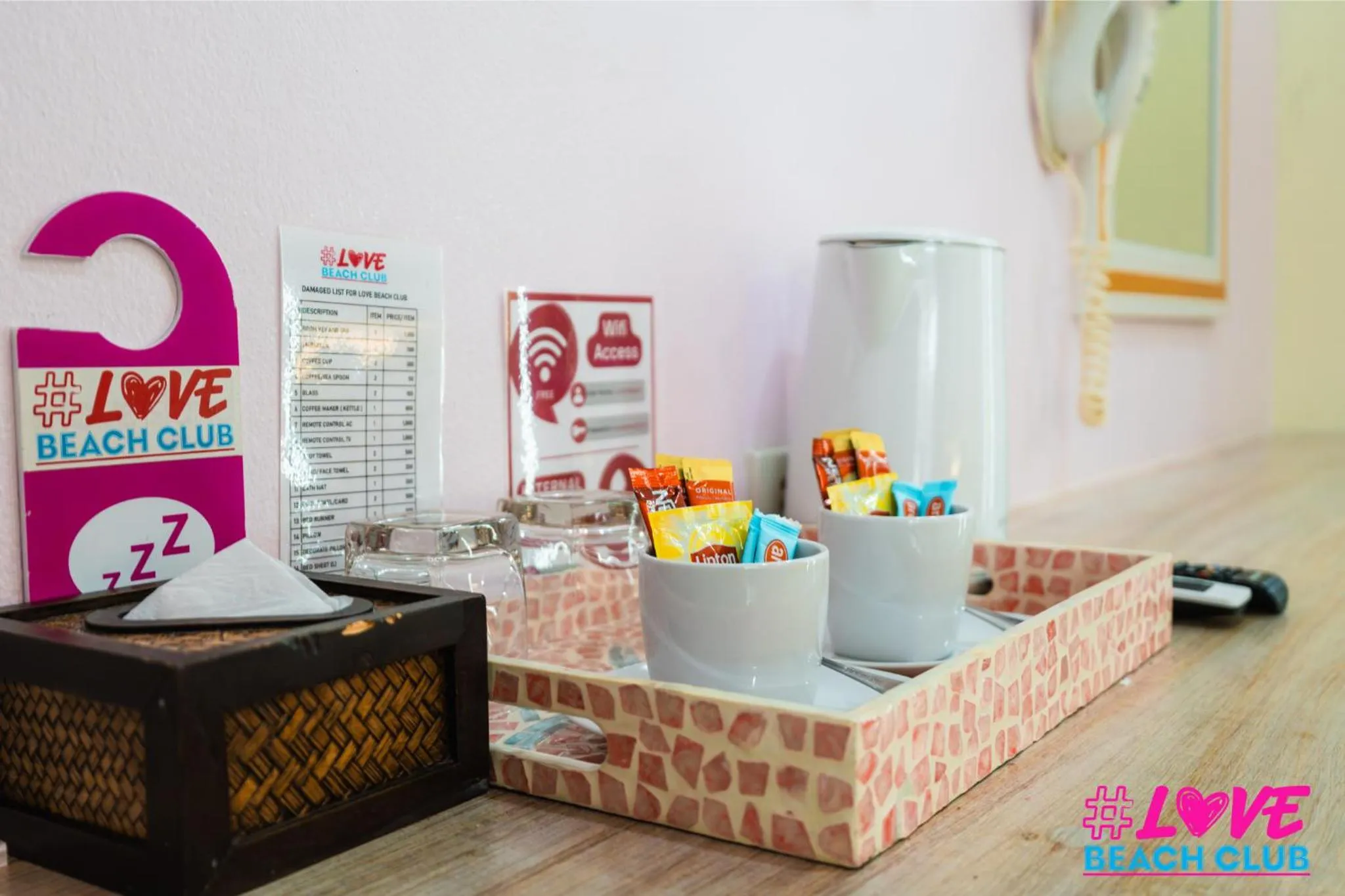 Coffee/tea facilities in LOVE beach club Koh Samui