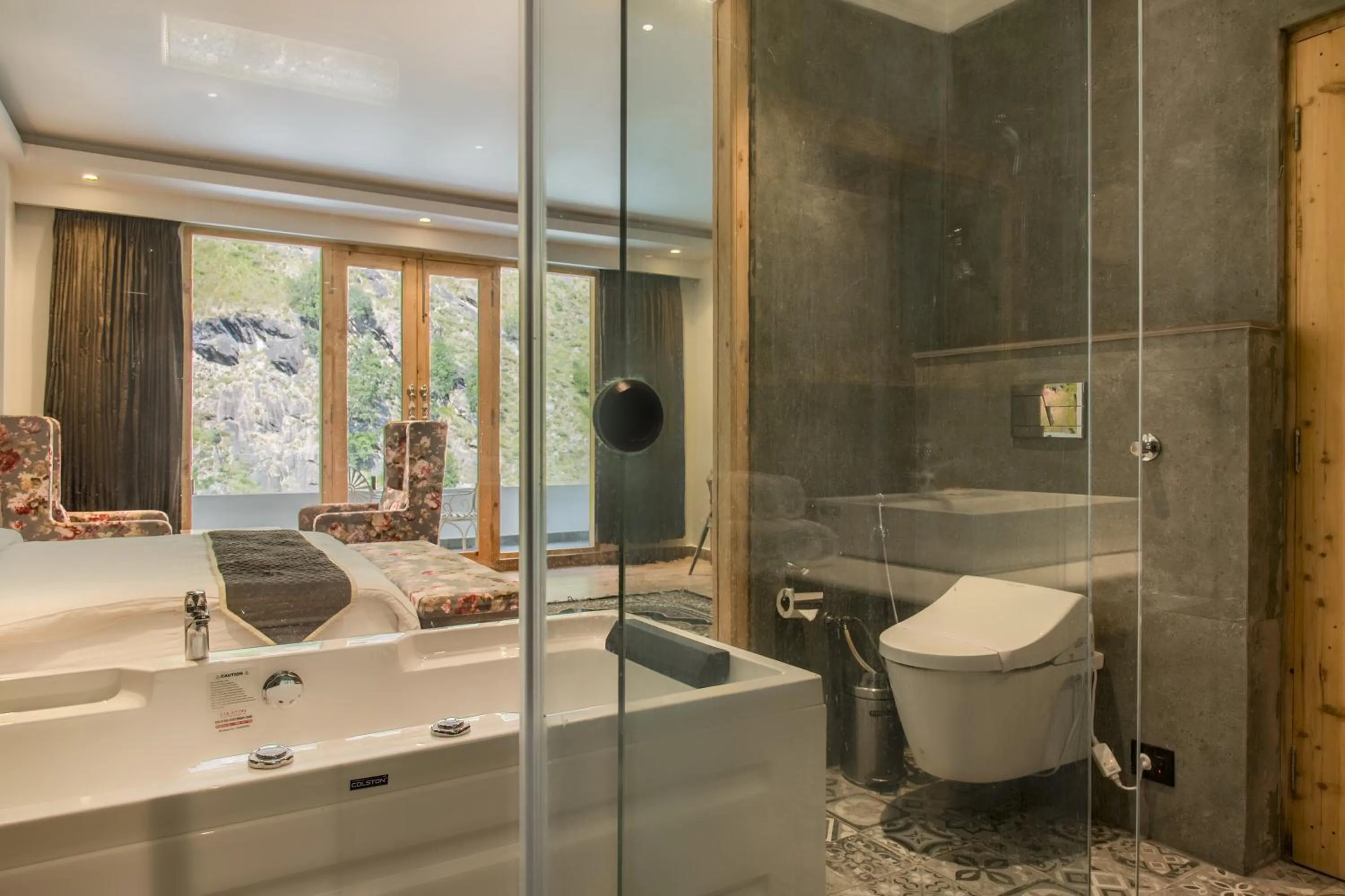 Shower in Echor Palm Bliss Riverside Resort & Spa Kasol