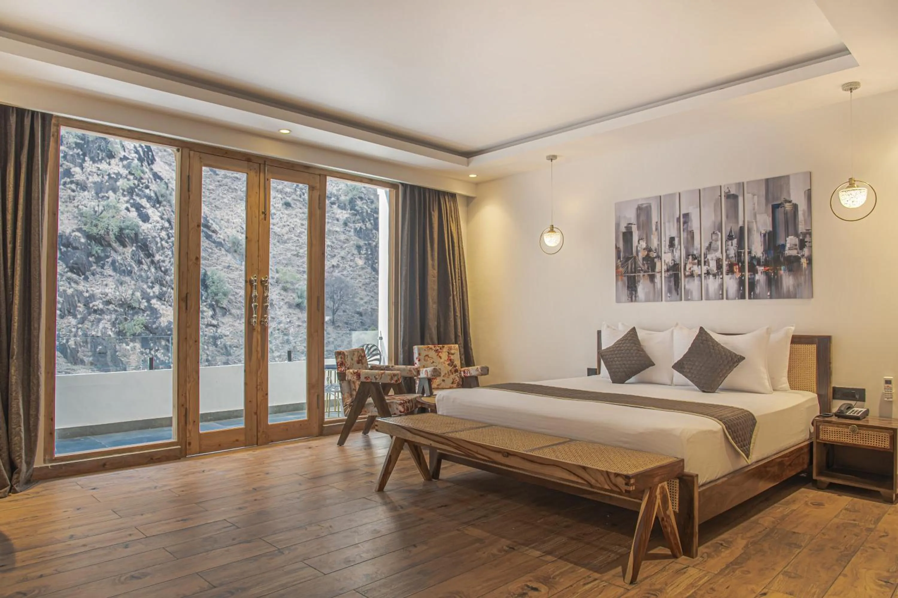 Photo of the whole room, Bed in Echor Palm Bliss Riverside Resort & Spa Kasol