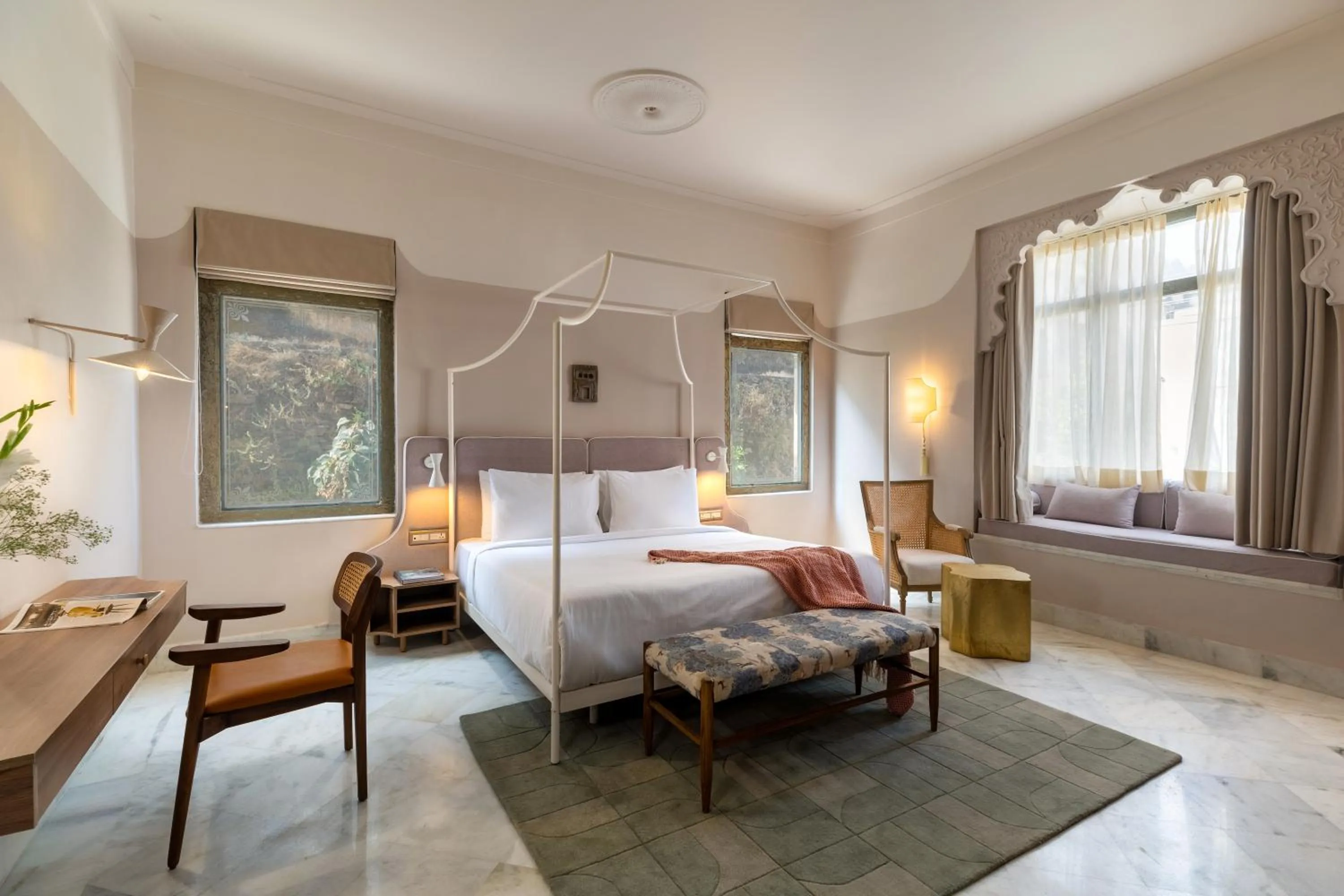 Bedroom, Bed in Manuscript - Jhilwara Haveli