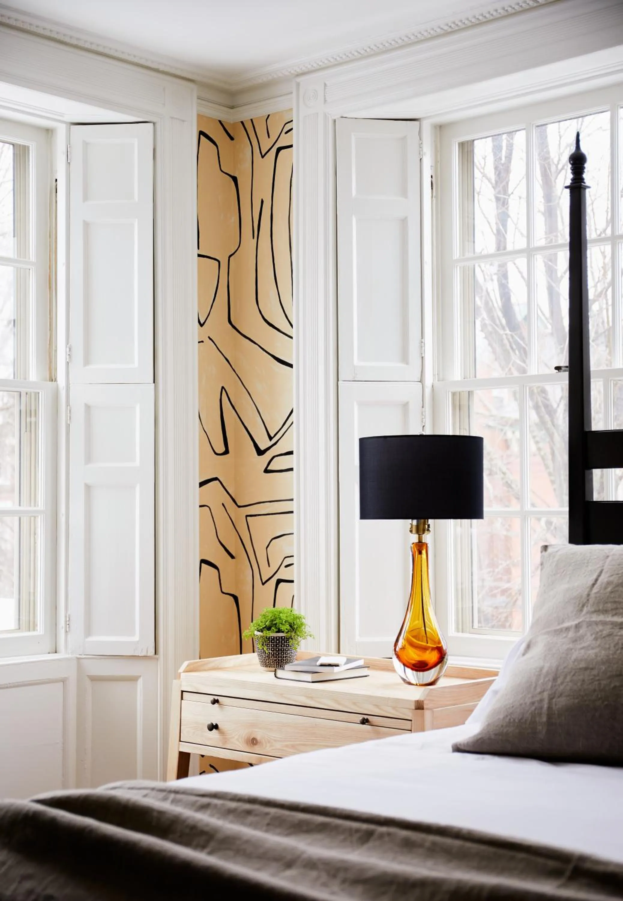 Decorative detail, Bed in Blind Tiger Portland - Danforth Street Guest House