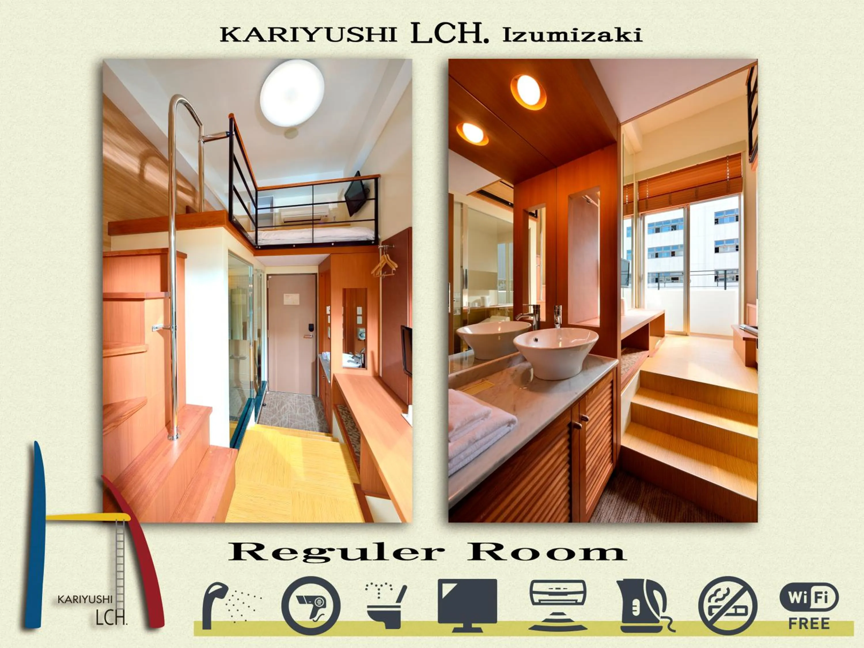 Photo of the whole room, Bed in Kariyushi LCH. Izumizaki Kencho Mae
