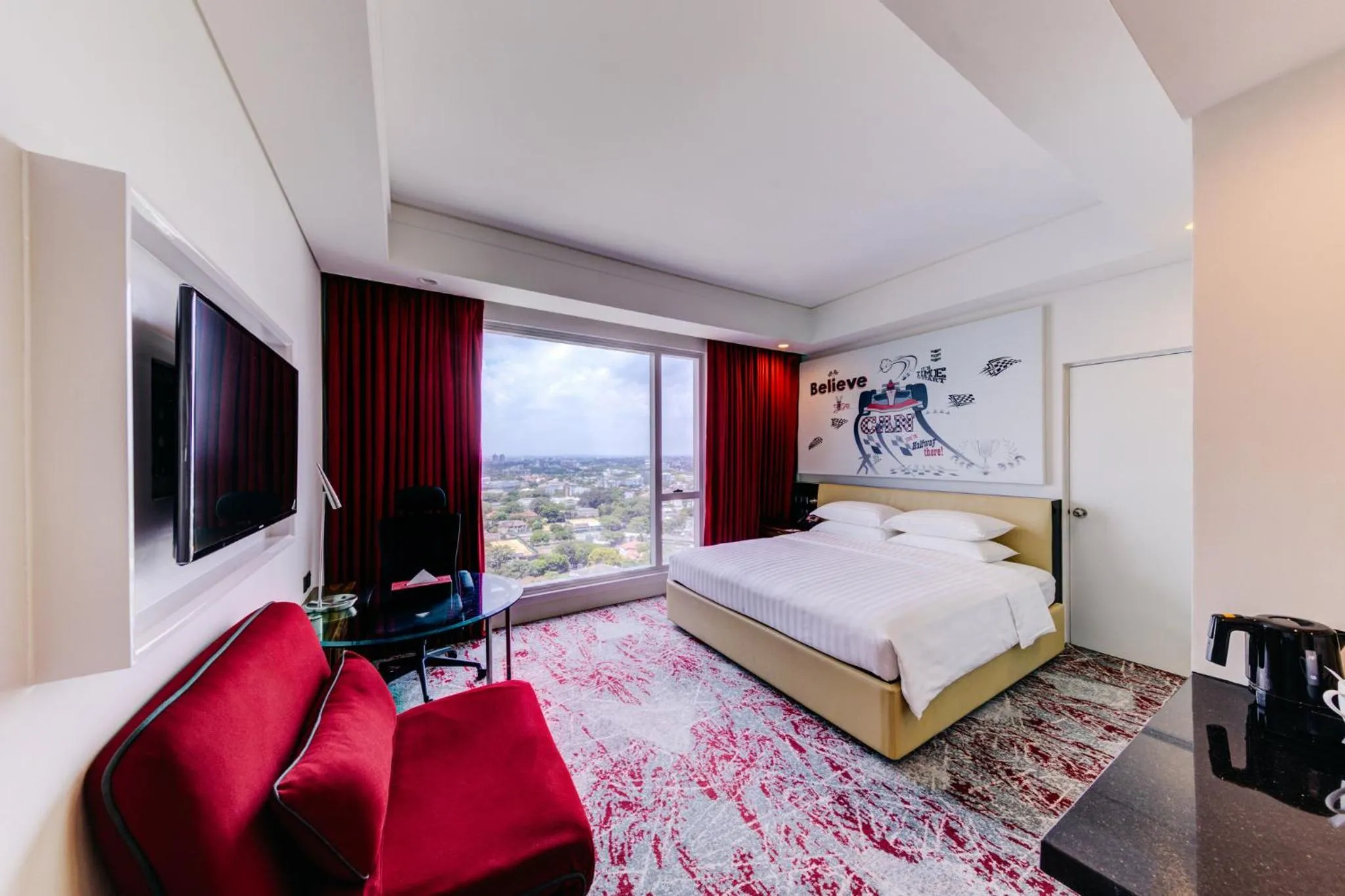 Bedroom, Bed in Cinnamon Red Colombo