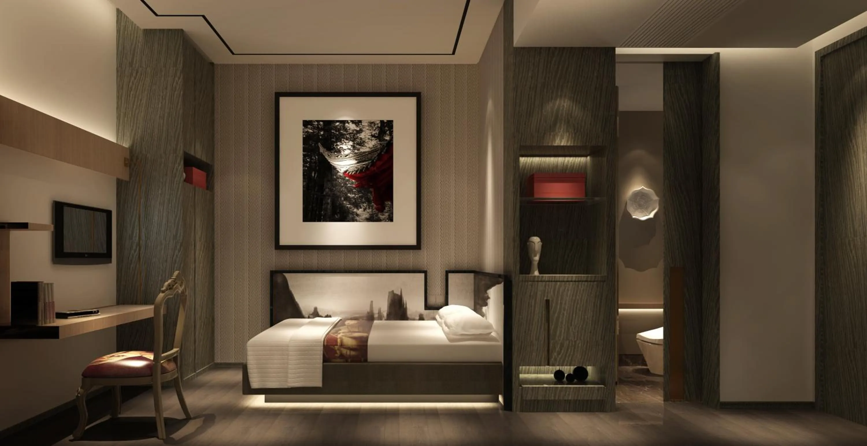 Photo of the whole room, Bed in Beijing Dieshang Boutique Hotel