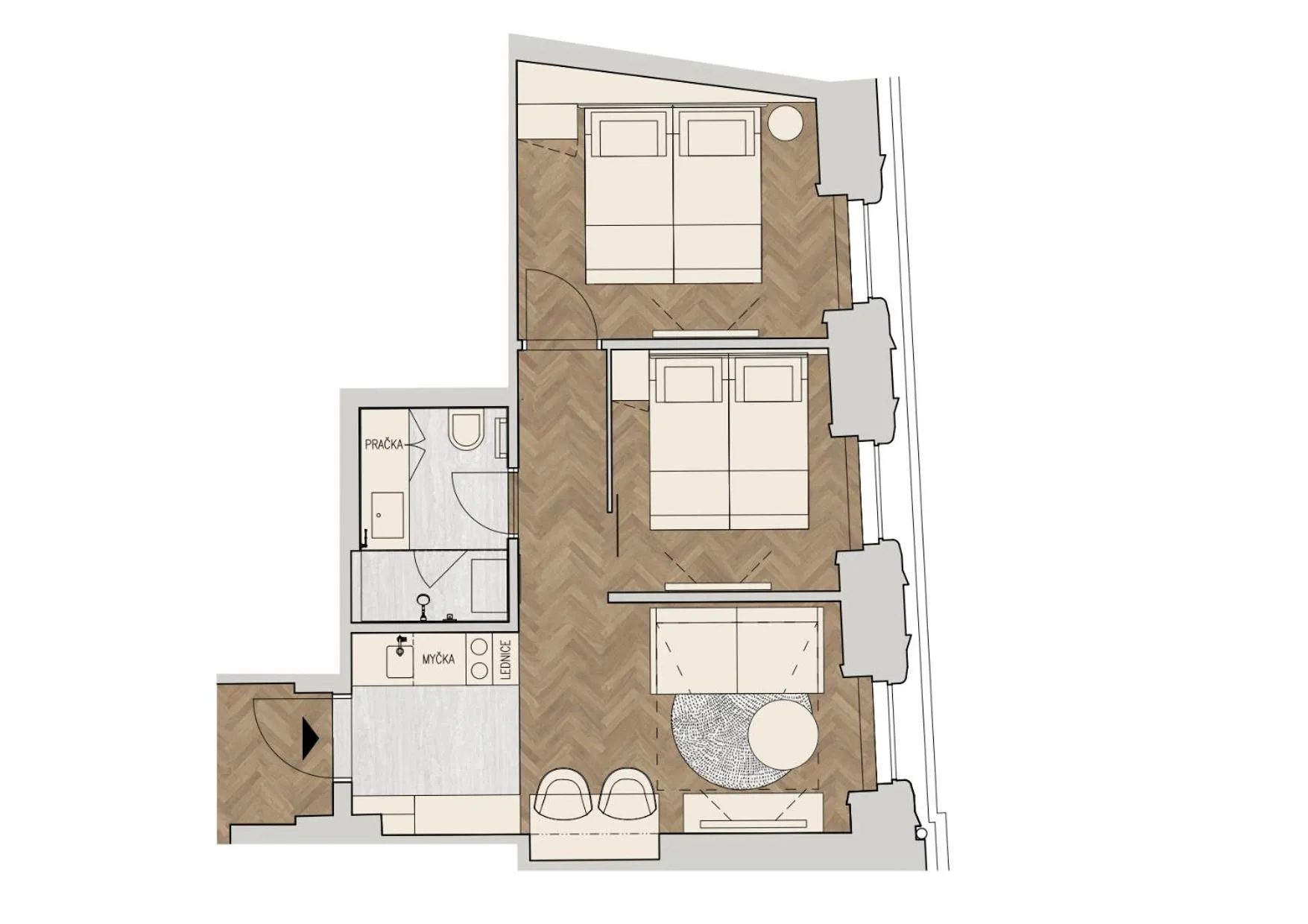 Floor plan in R16 Residences Prague