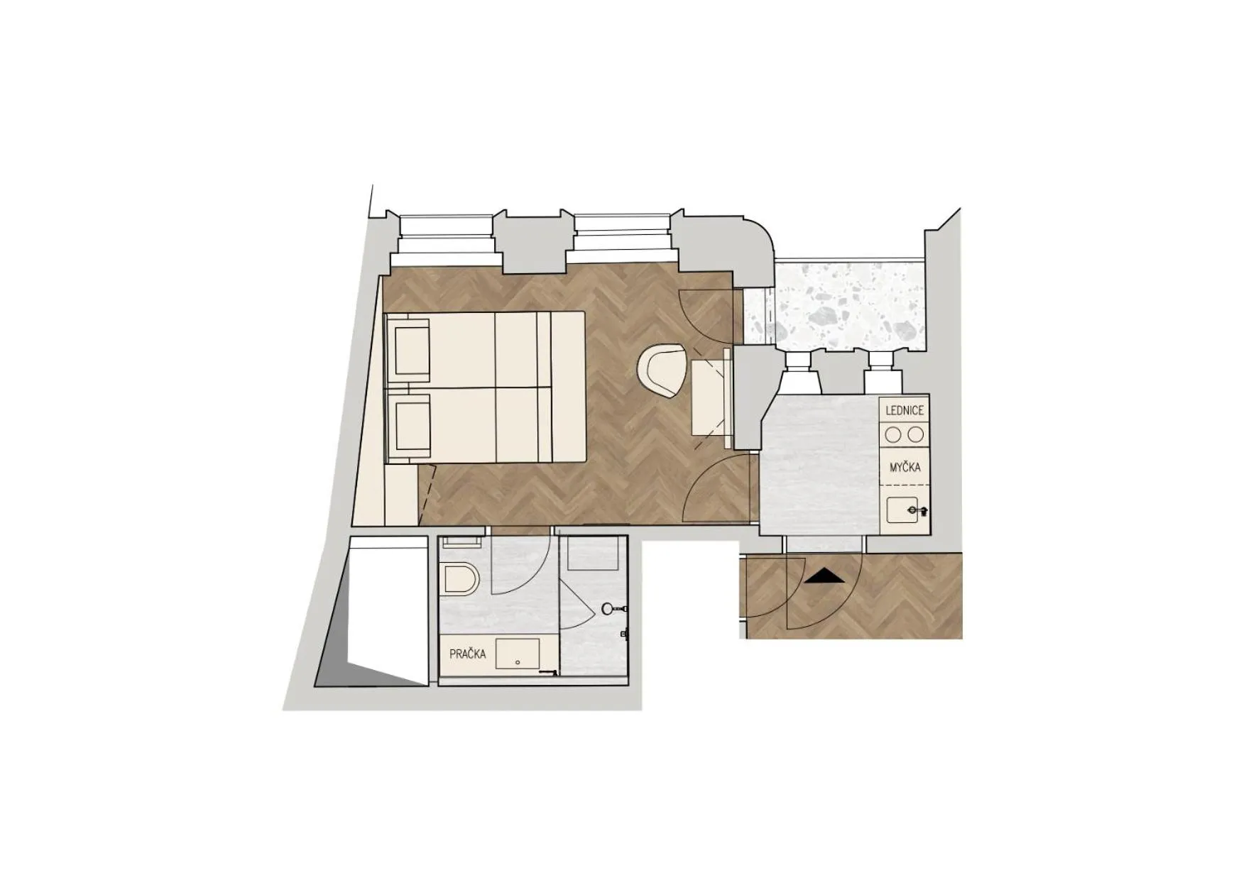 Floor plan in R16 Residences Prague