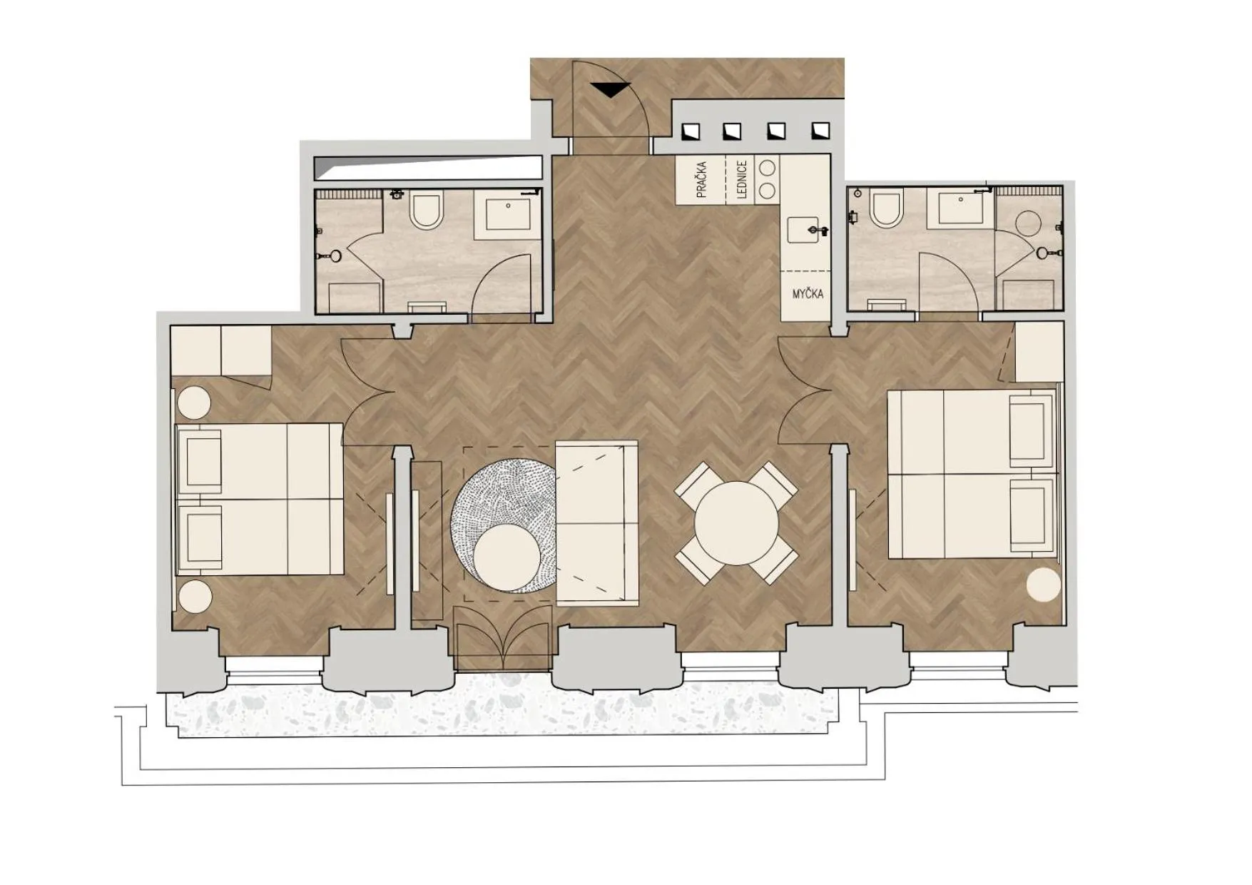 Floor plan in R16 Residences Prague