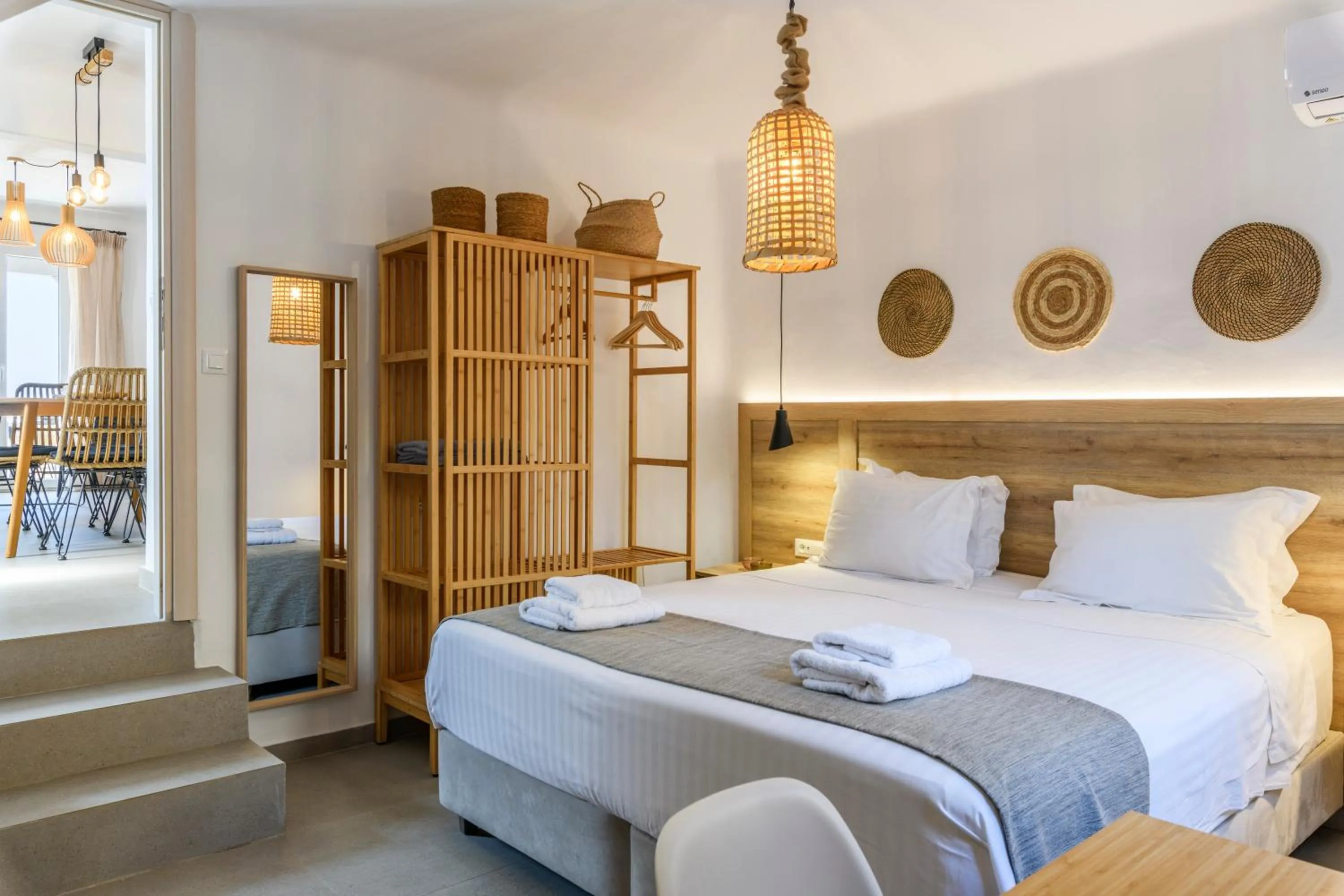 Bed in Mykonos Residence Villas & Suites Merchia beach