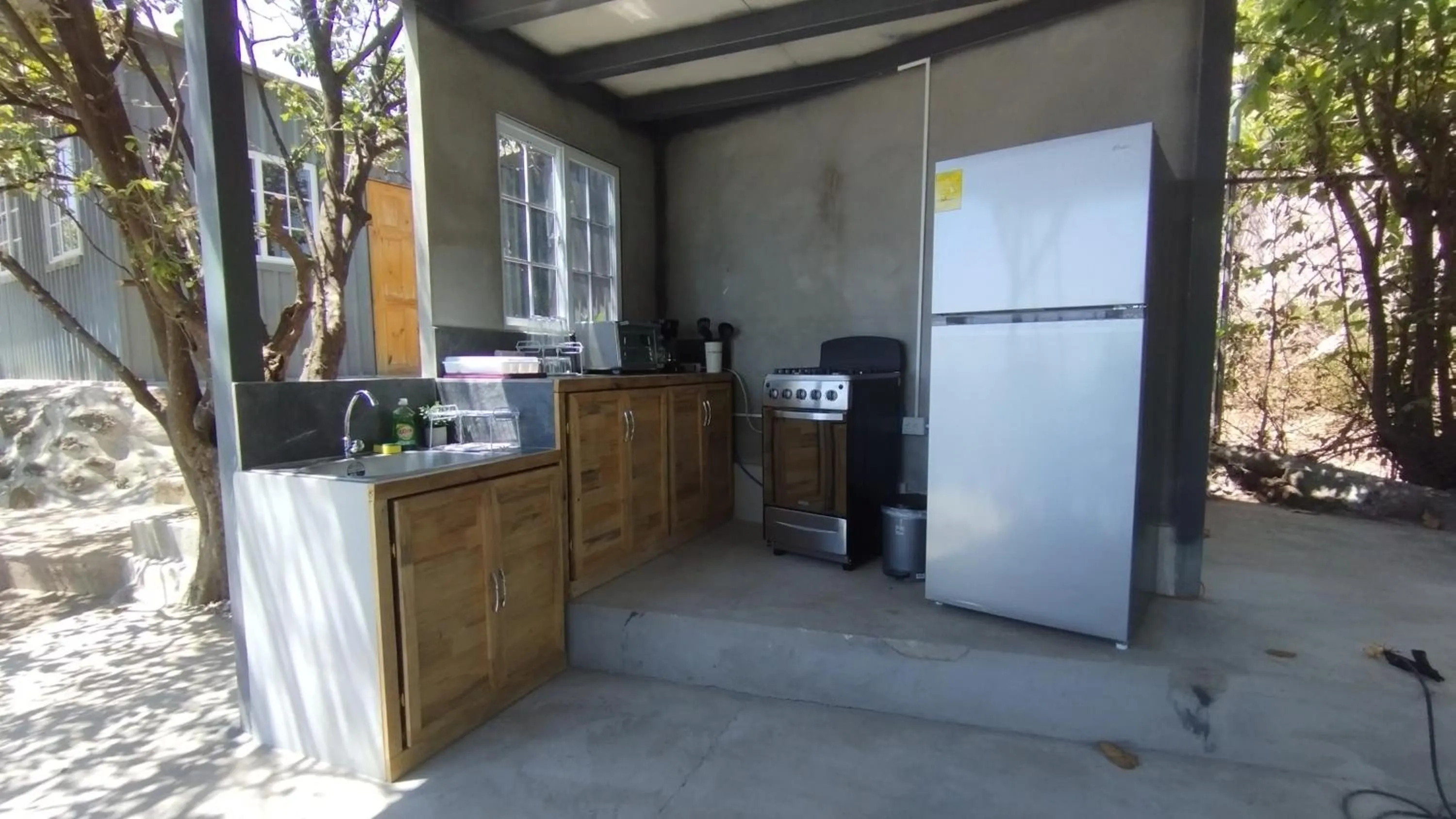 Communal kitchen in El Xalli Hotel