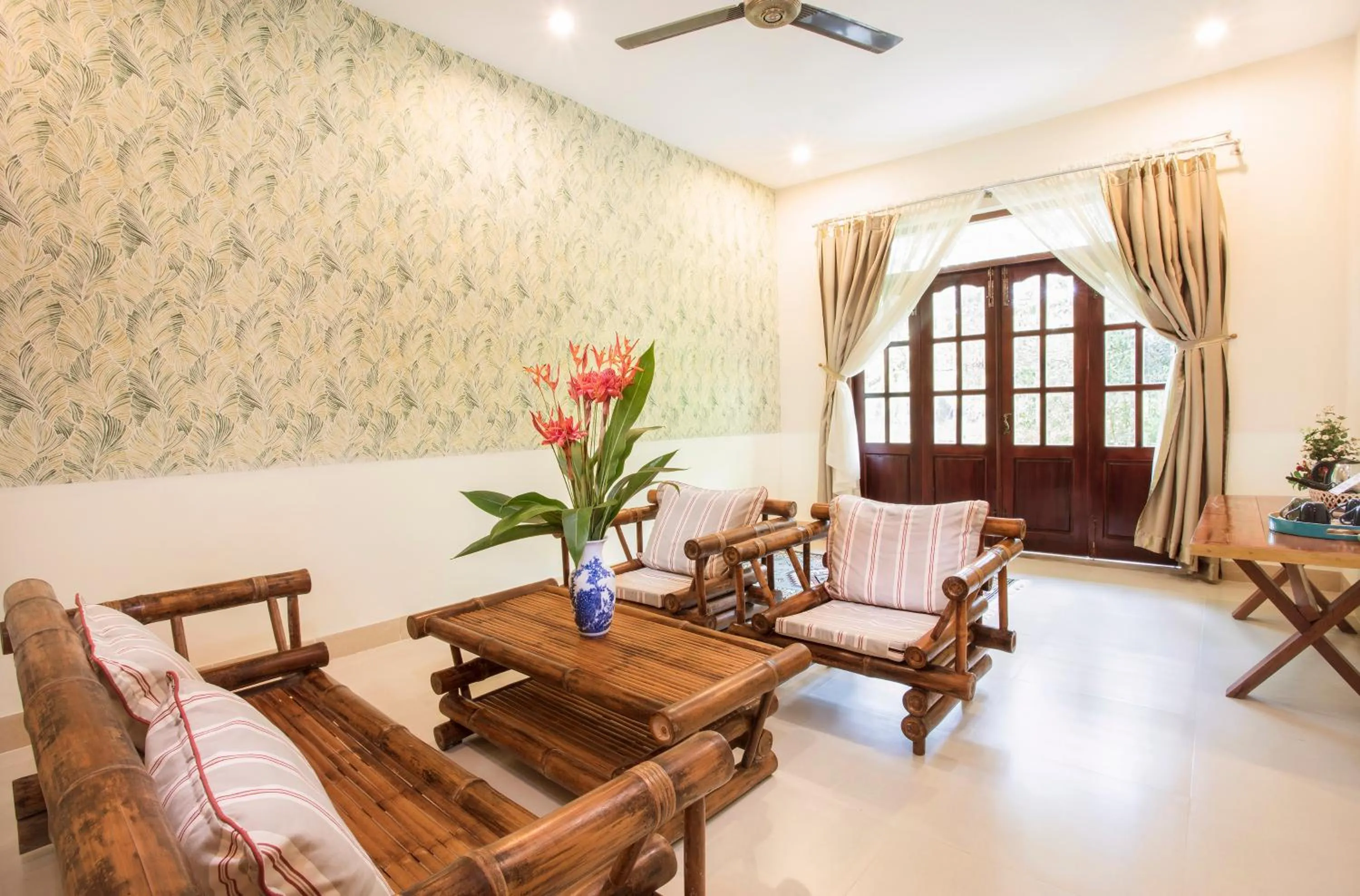 Living room in Cat Tien Jungle Lodge