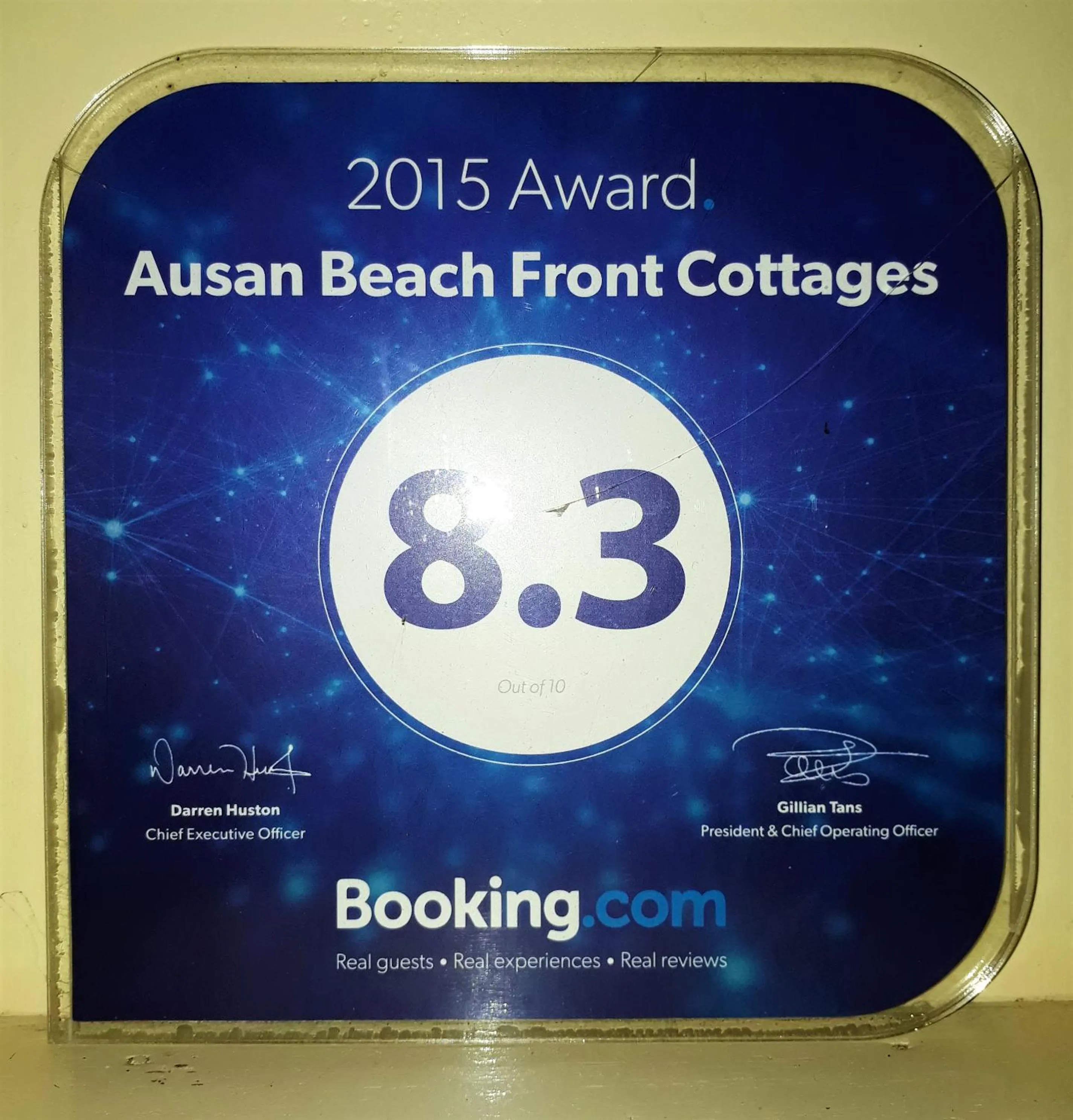 Certificate/Award in Ausan Beach Front Cottages