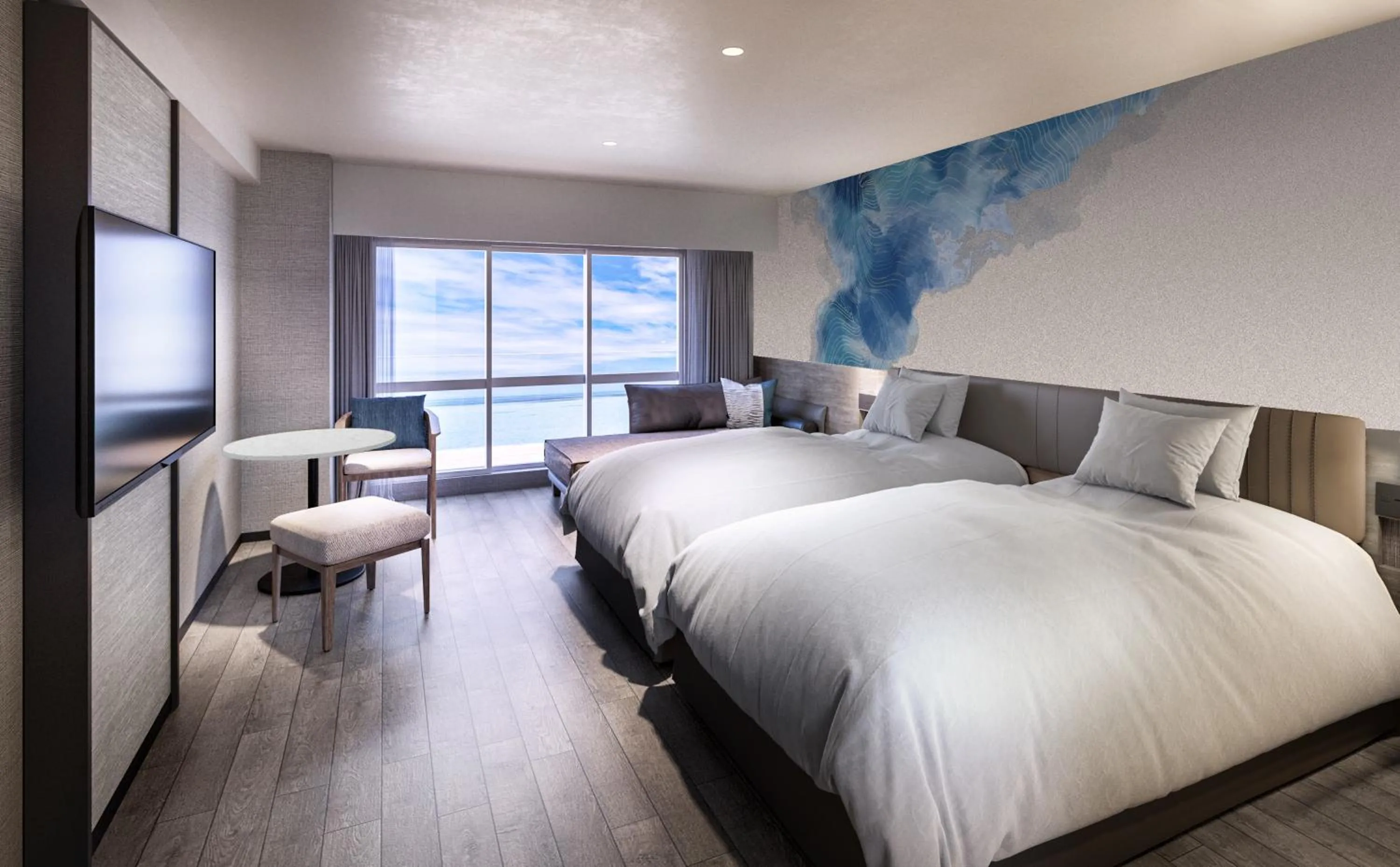 View (from property/room), Bed in Okinawa Zanpamisaki Royal Hotel