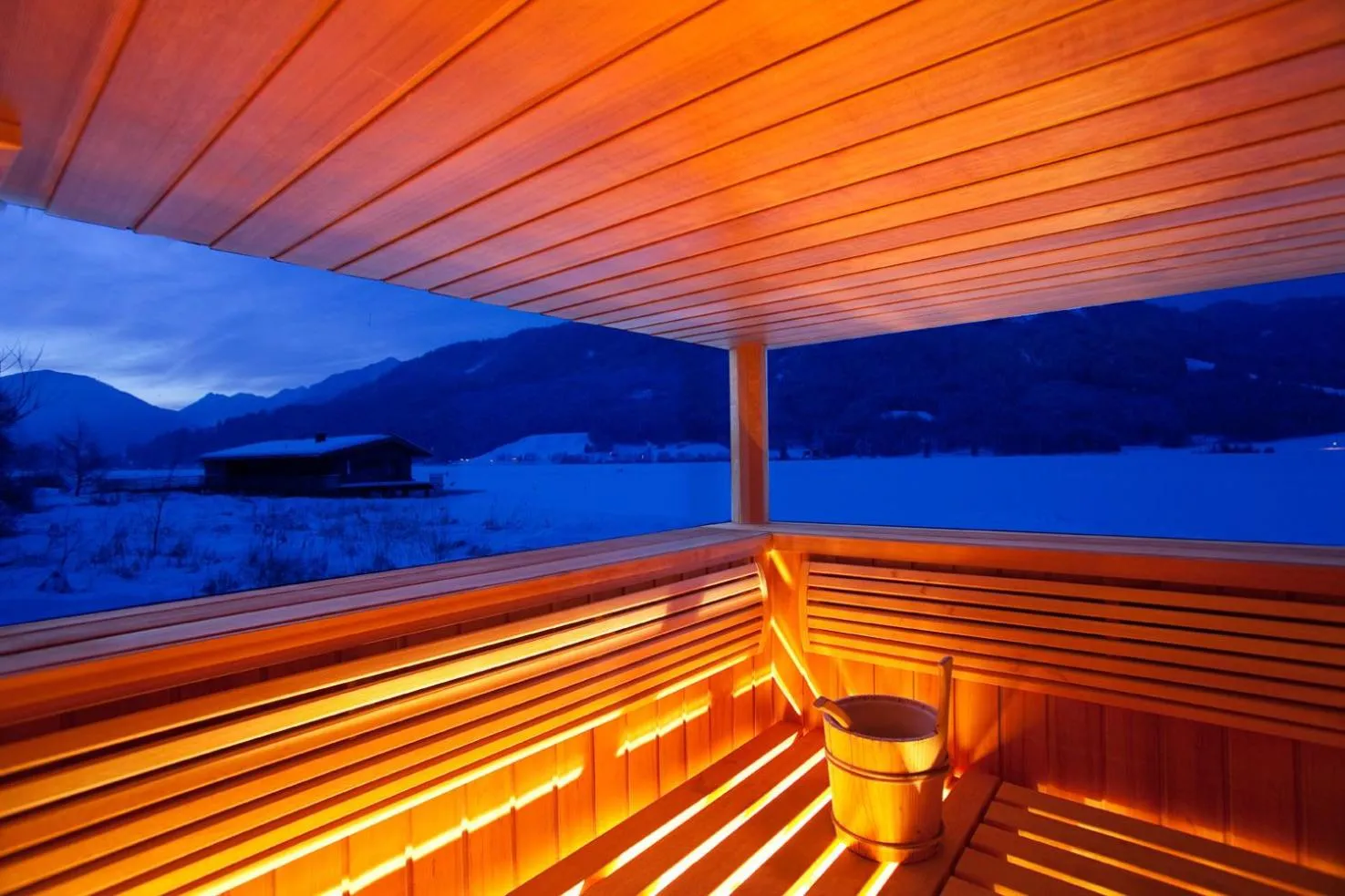 Sauna in Appartementhotel am Weissensee