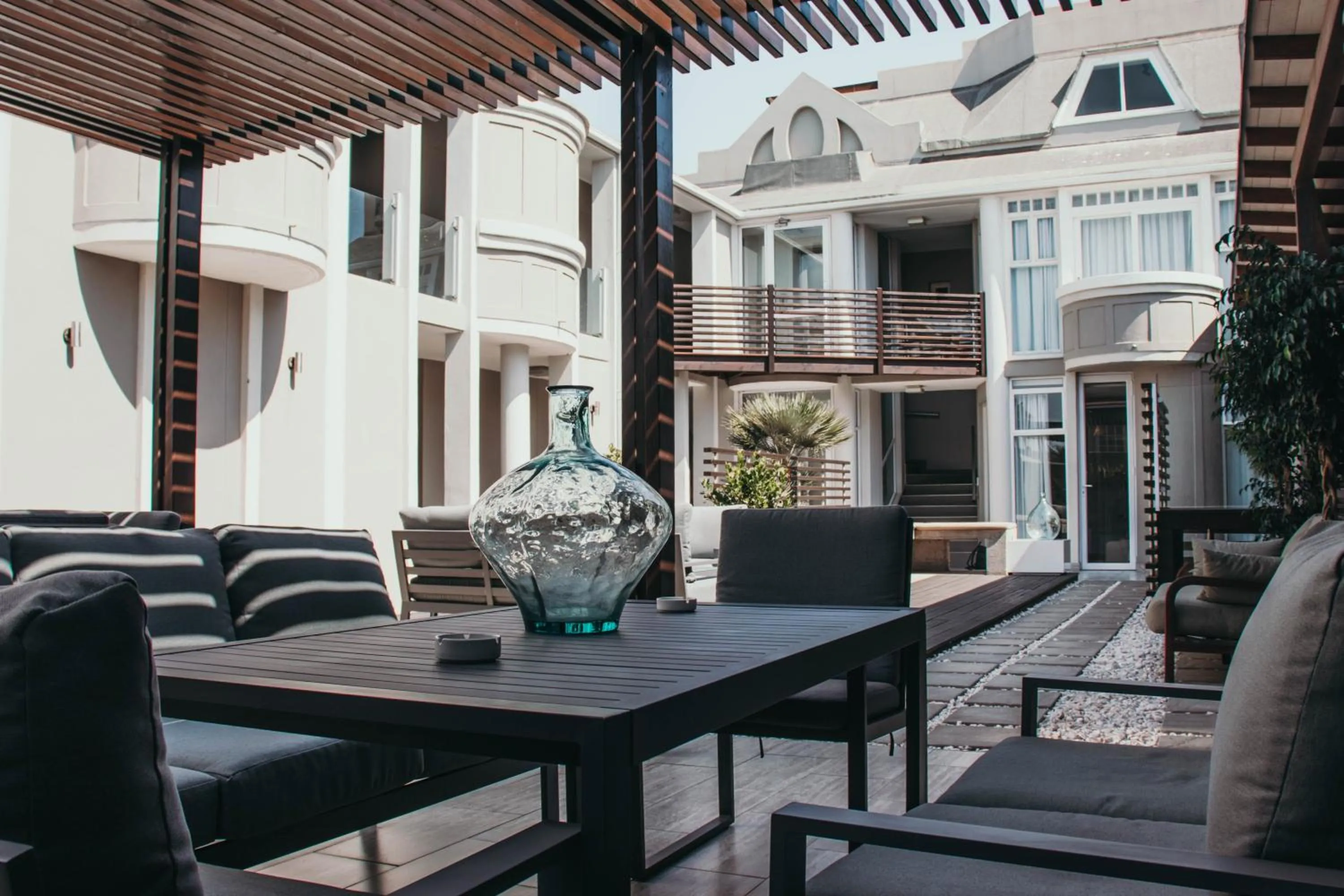 Inner courtyard view in Swakopmund Luxury Suites