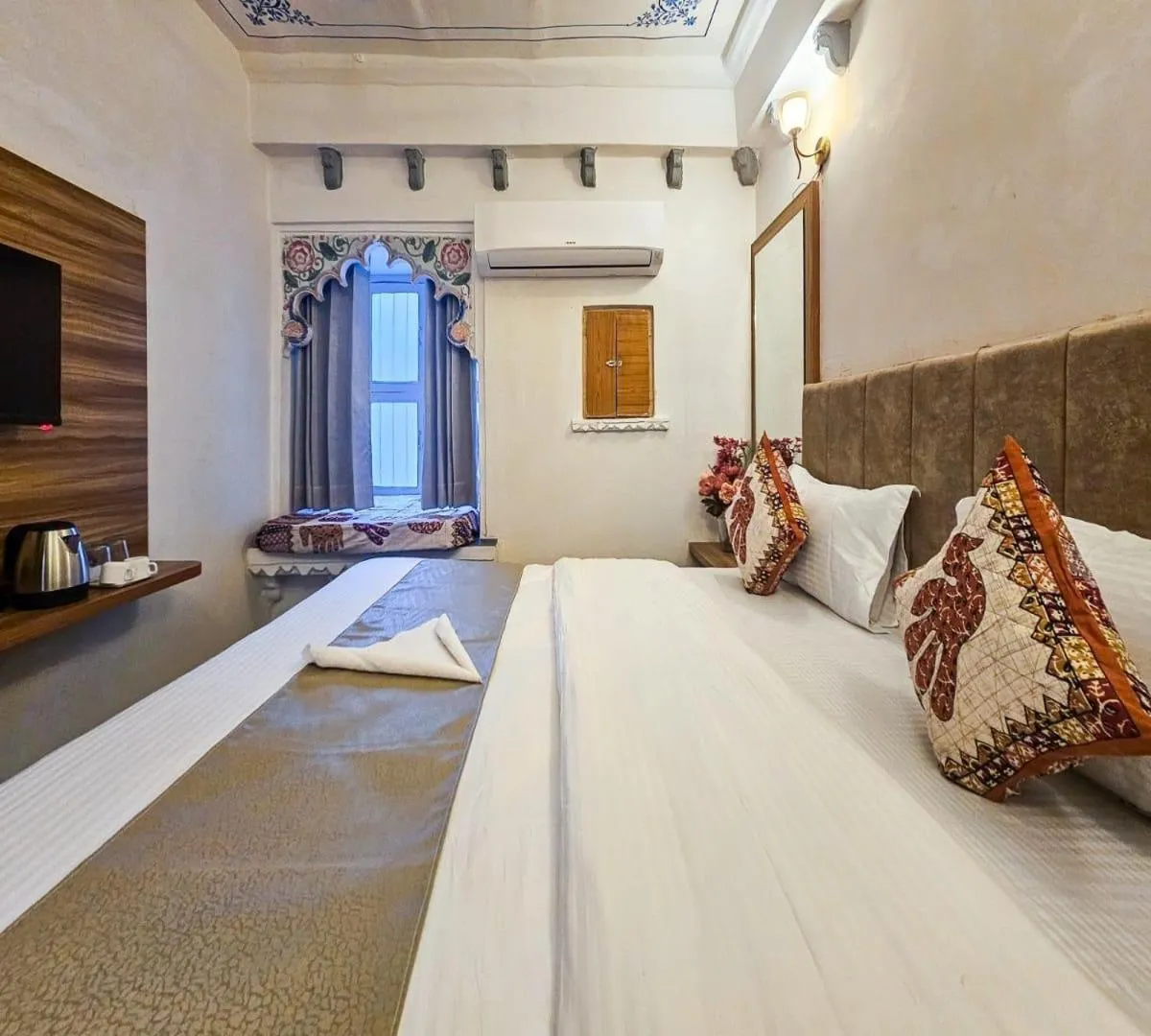 Bathroom, Bed in Amoraya Udaipur