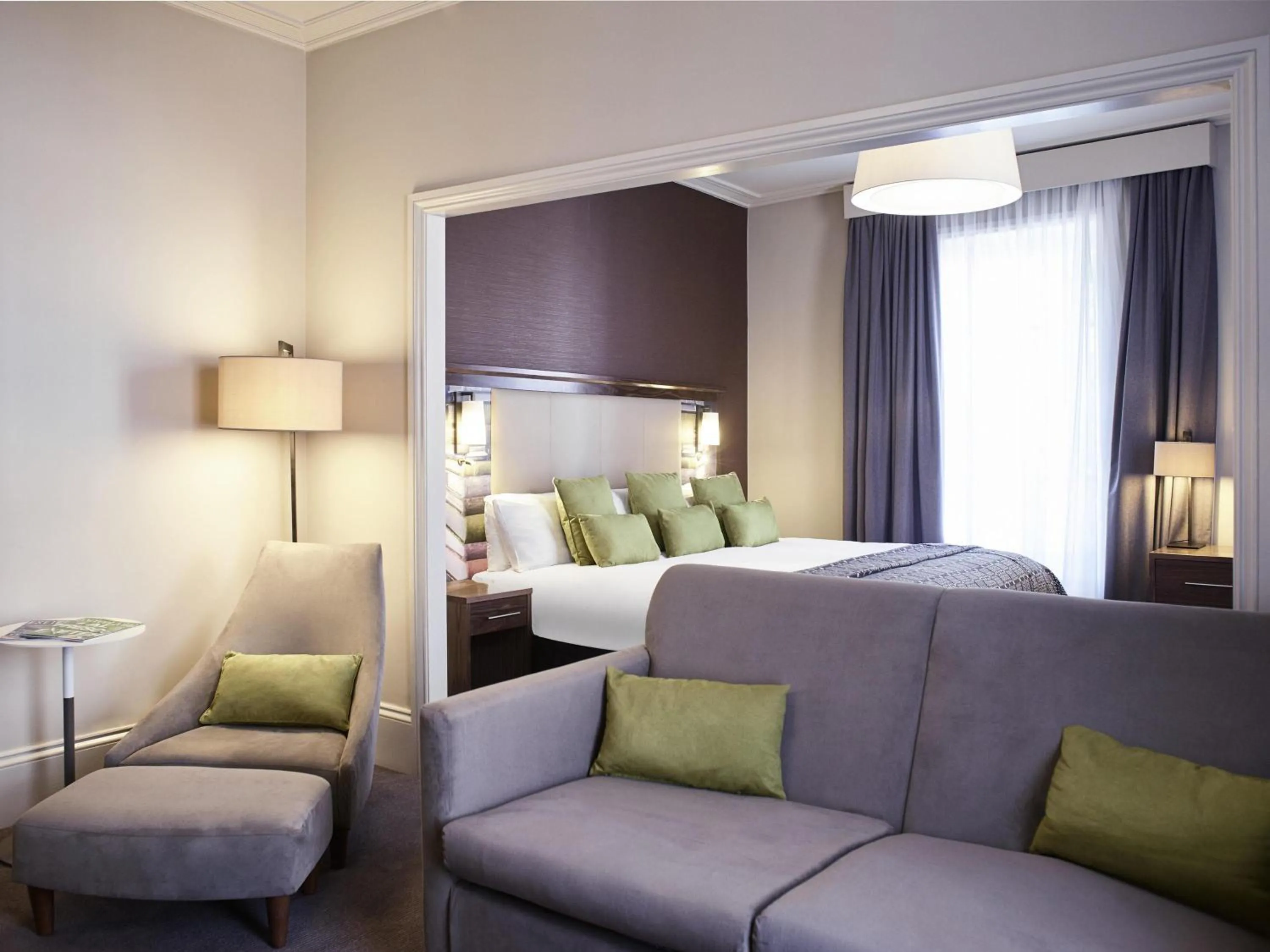 Seating area, Bed in Mercure Exeter Southgate Hotel