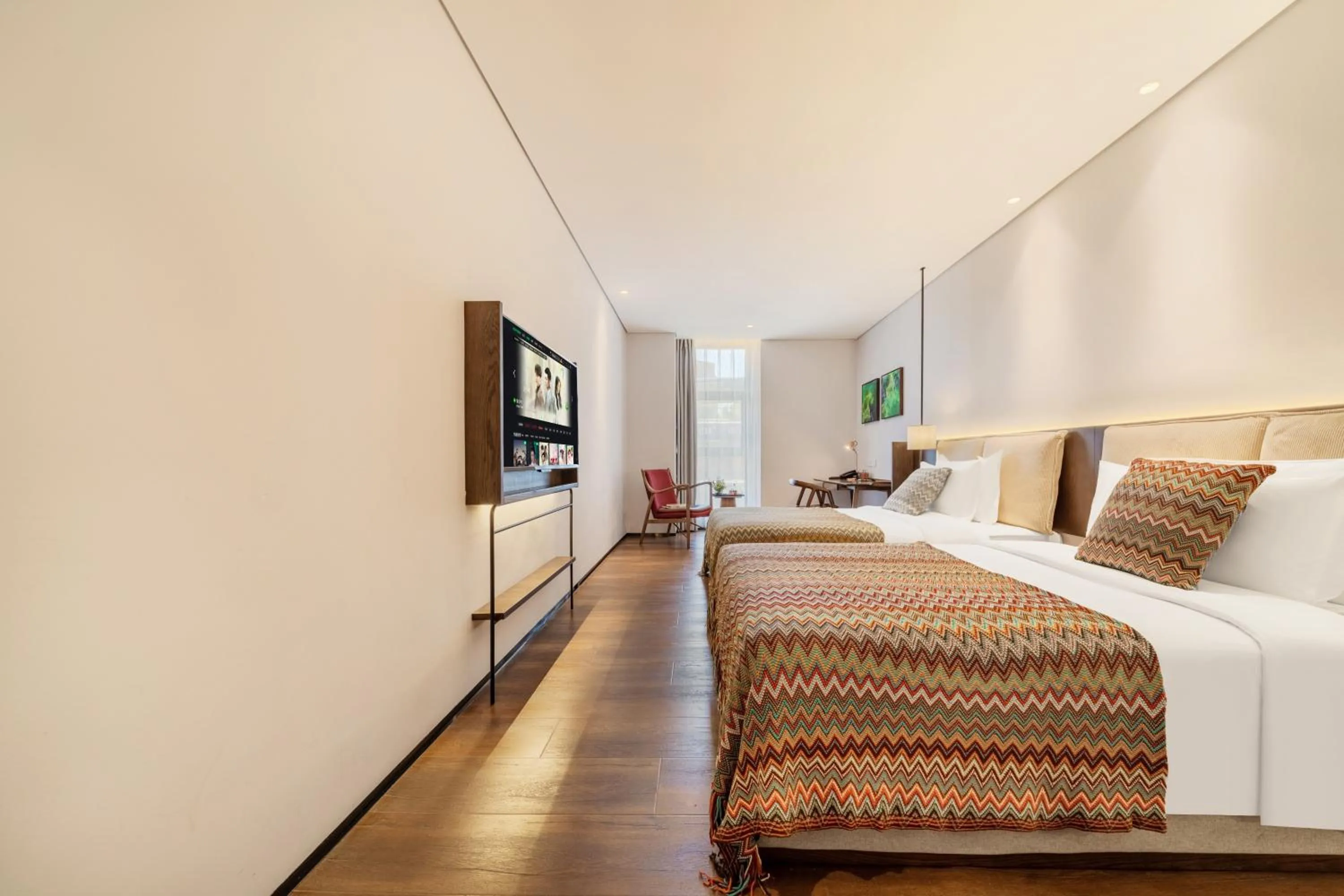 Bed in Wuyu Hotel - Chongqing Jiangbei Airport & Light Rail