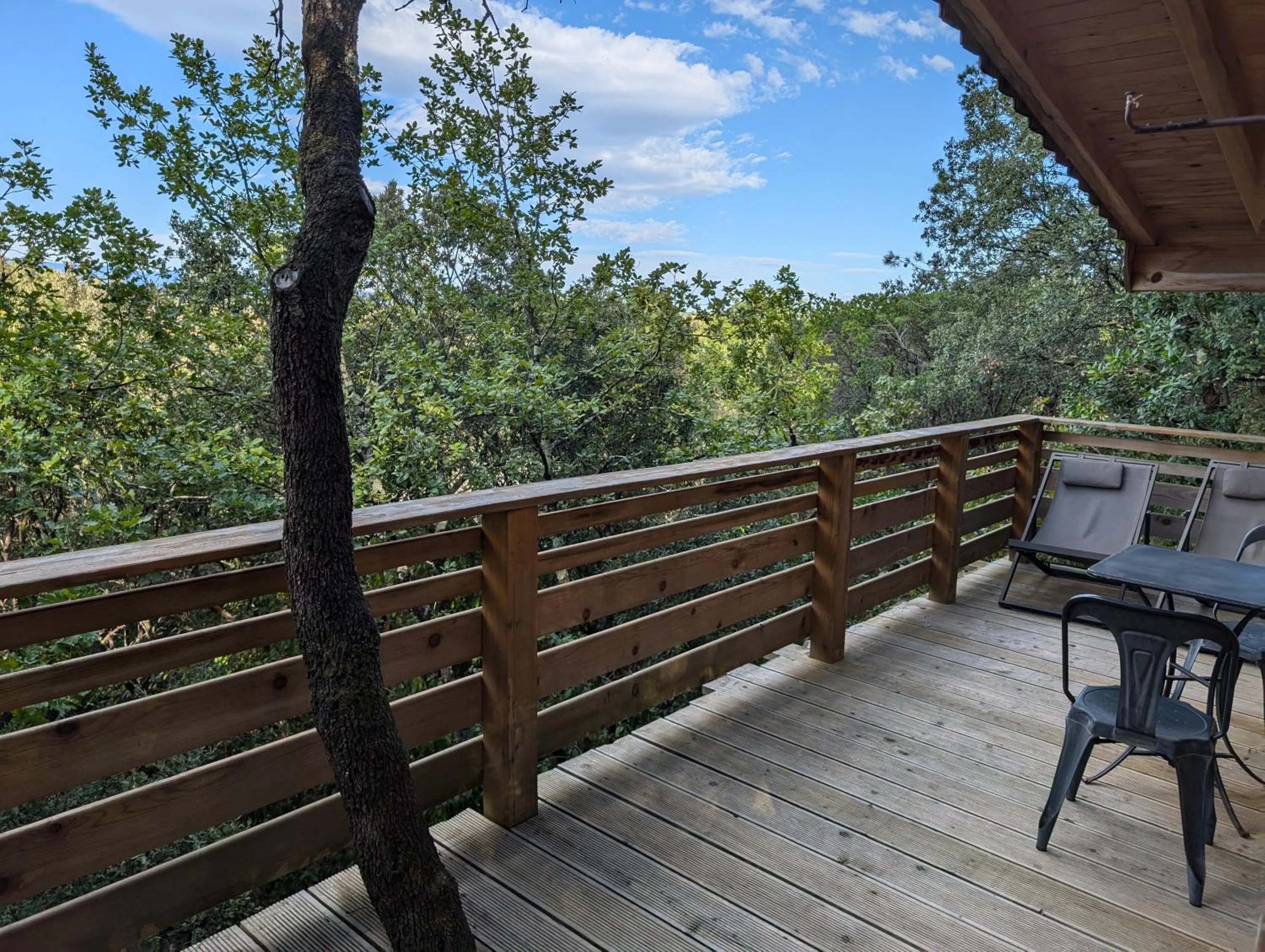 Balcony/Terrace in Les Cabanes Dans Les Bois Logis Hôtel