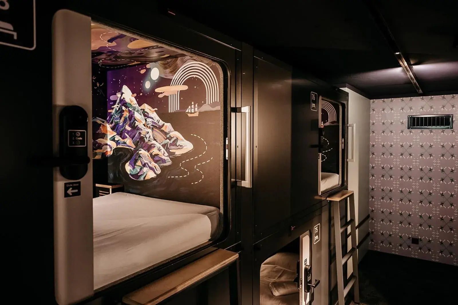 Capsule upper level in Capsule Hotel - Lucerne Old Town Capsule upper level in Capsule Hotel - Lucerne Old Town