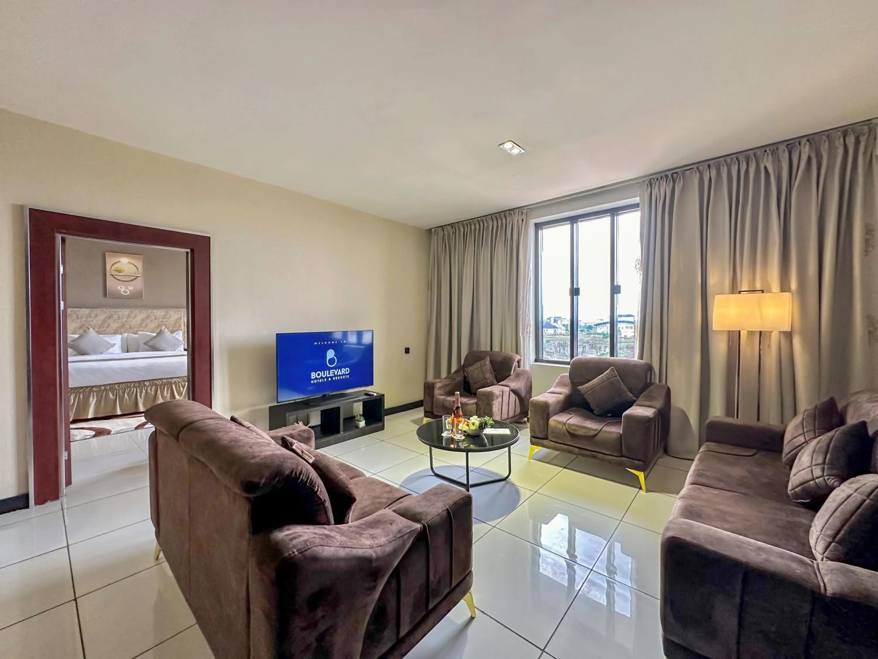 Seating area in Boulevard Owerri Hotel