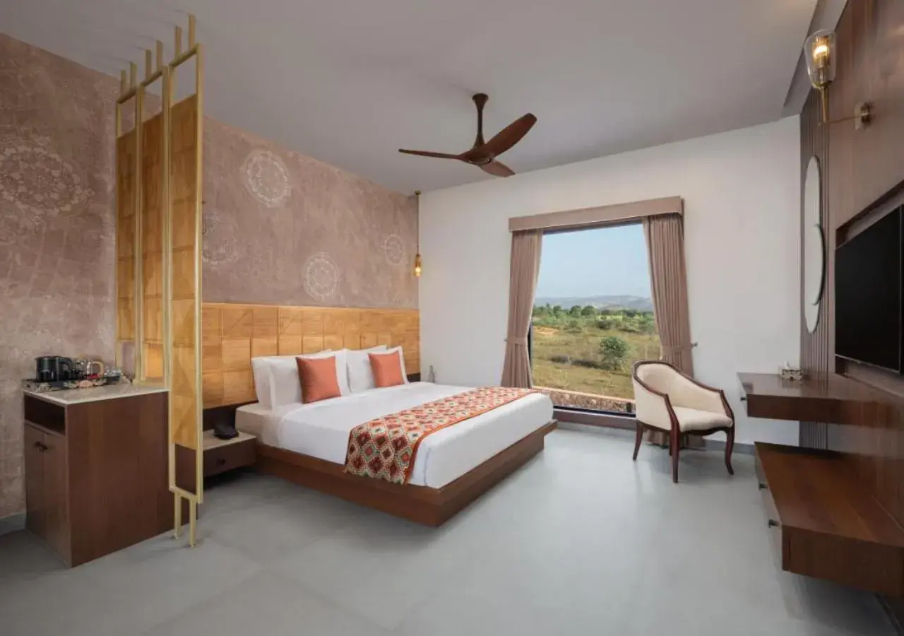 Bedroom, Bed in Bookmark Resorts, Jogi Mahal, Ranthambore Bedroom, Bed in Bookmark Resorts, Jogi Mahal, Ranthambore