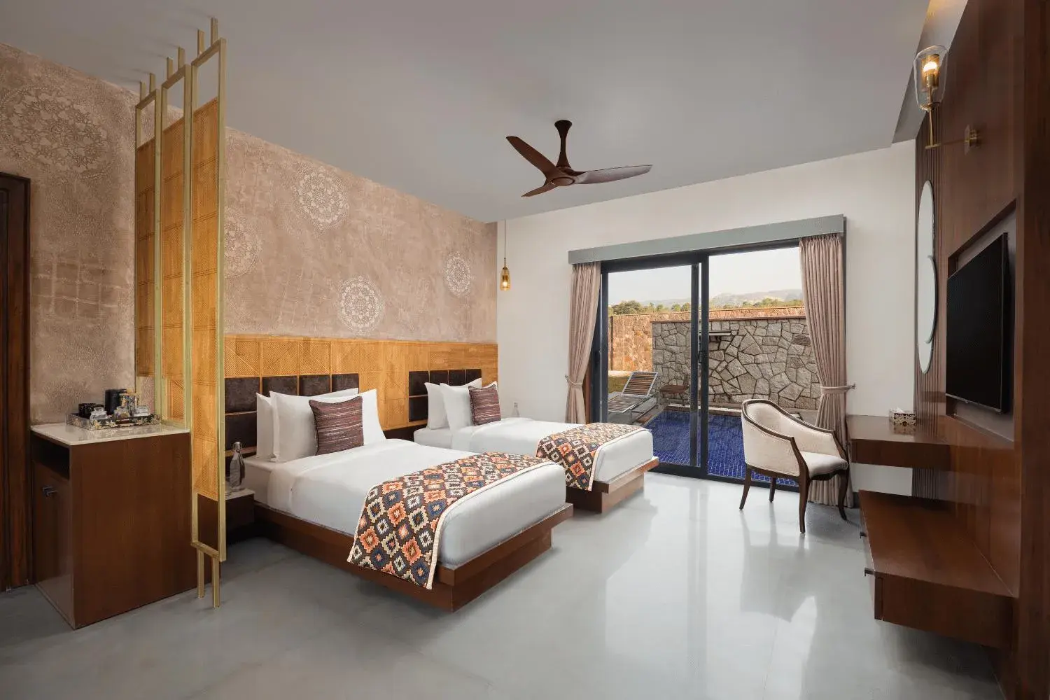 Bed in Bookmark Resorts, Jogi Mahal, Ranthambore Bed in Bookmark Resorts, Jogi Mahal, Ranthambore